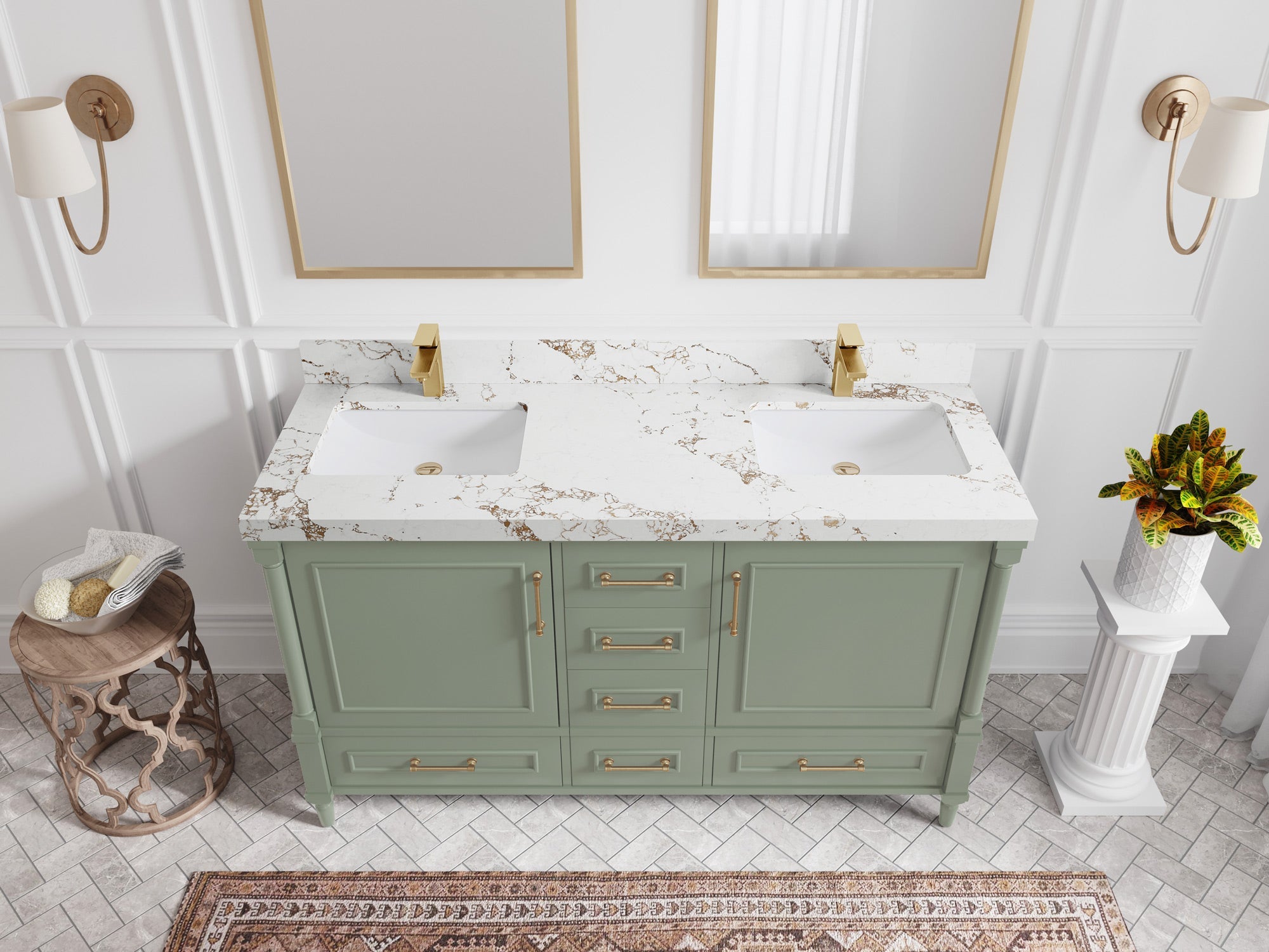 Aberdeen 60 in. W x 22 in. D Double Sink Bathroom Vanity - Willow Bath and Vanity