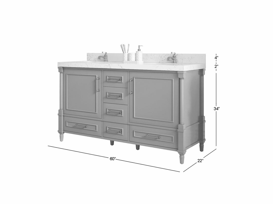 Aberdeen 60 in. W x 22 in. D Double Sink Bathroom Vanity - Willow Bath and Vanity