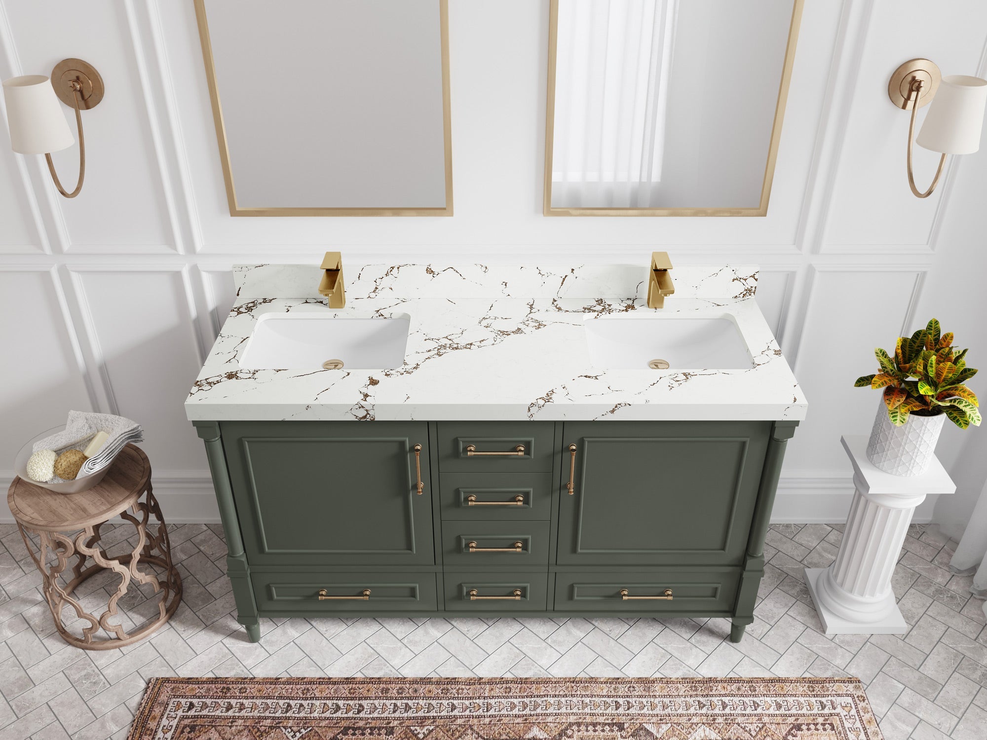 Aberdeen 60 in. W x 22 in. D Double Sink Bathroom Vanity - Willow Bath and Vanity
