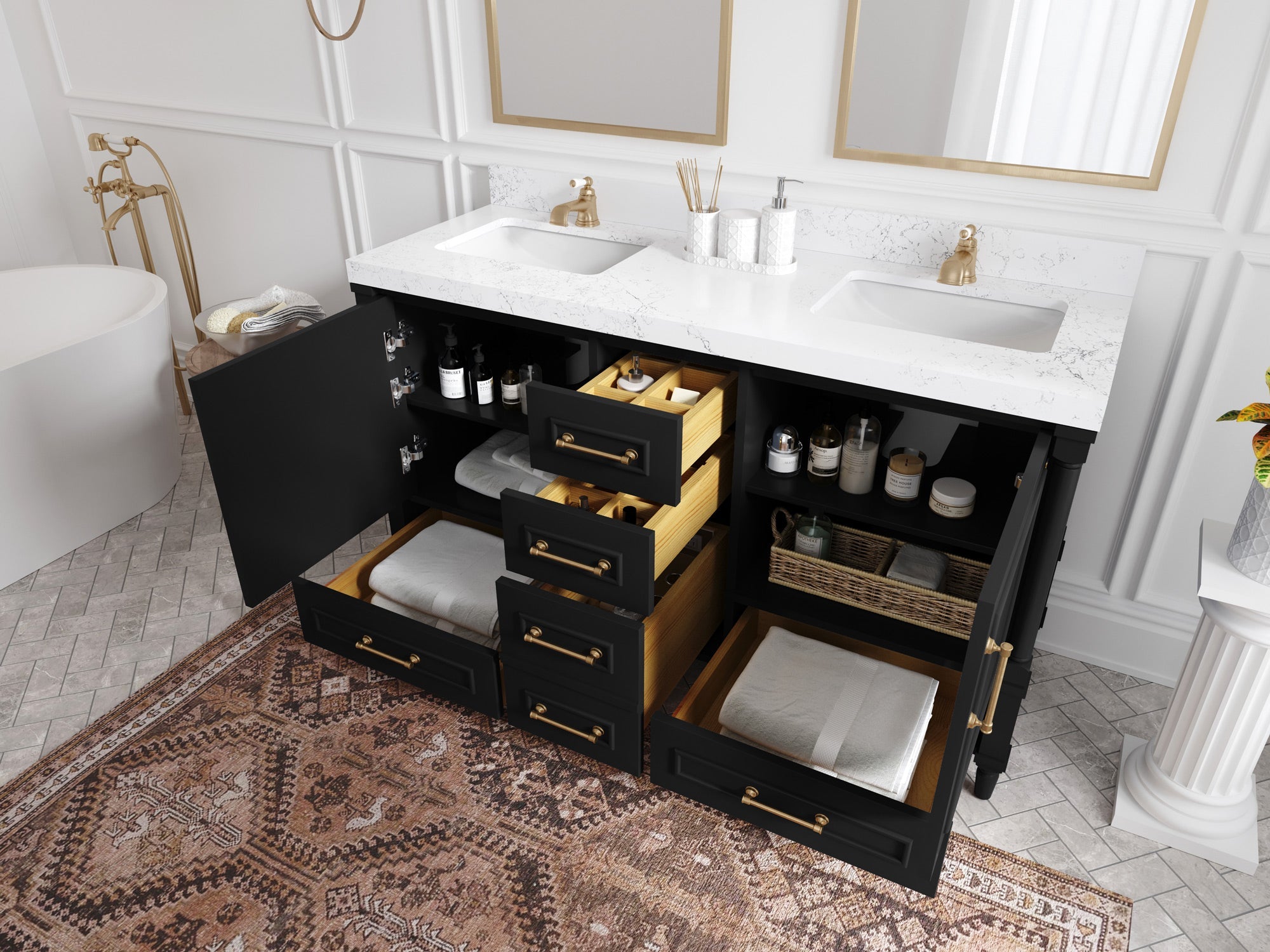 Aberdeen 60 in. W x 22 in. D Double Sink Bathroom Vanity - Willow Bath and Vanity