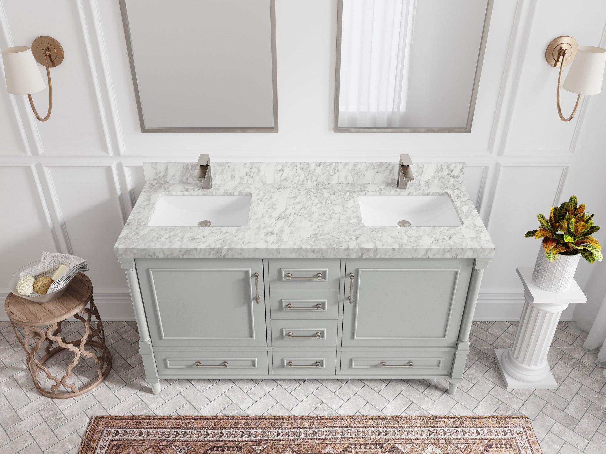 Aberdeen 60 in. W x 22 in. D Double Sink Bathroom Vanity - Willow Bath and Vanity