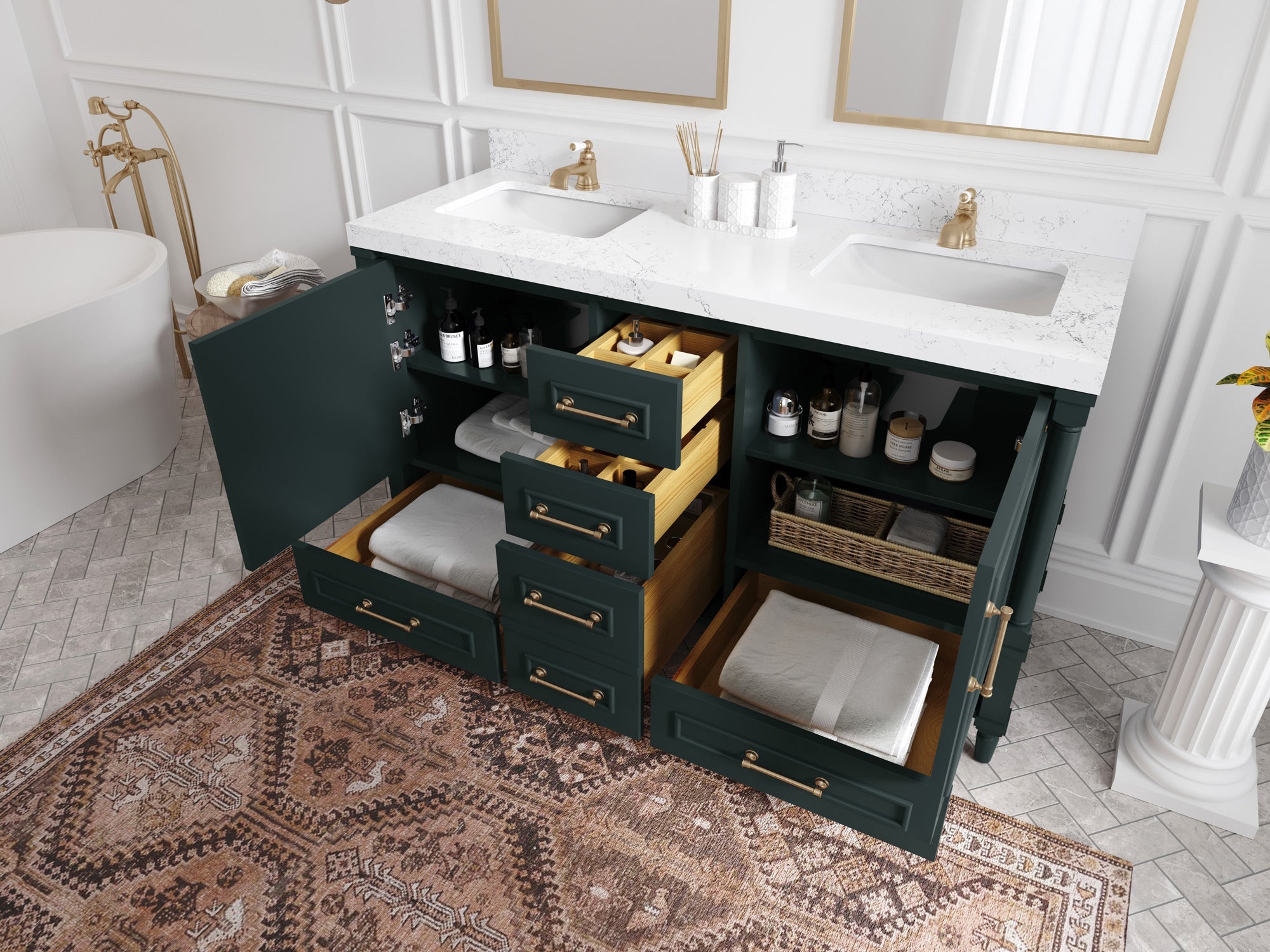 Aberdeen 60 in. W x 22 in. D Double Sink Bathroom Vanity - Willow Bath and Vanity