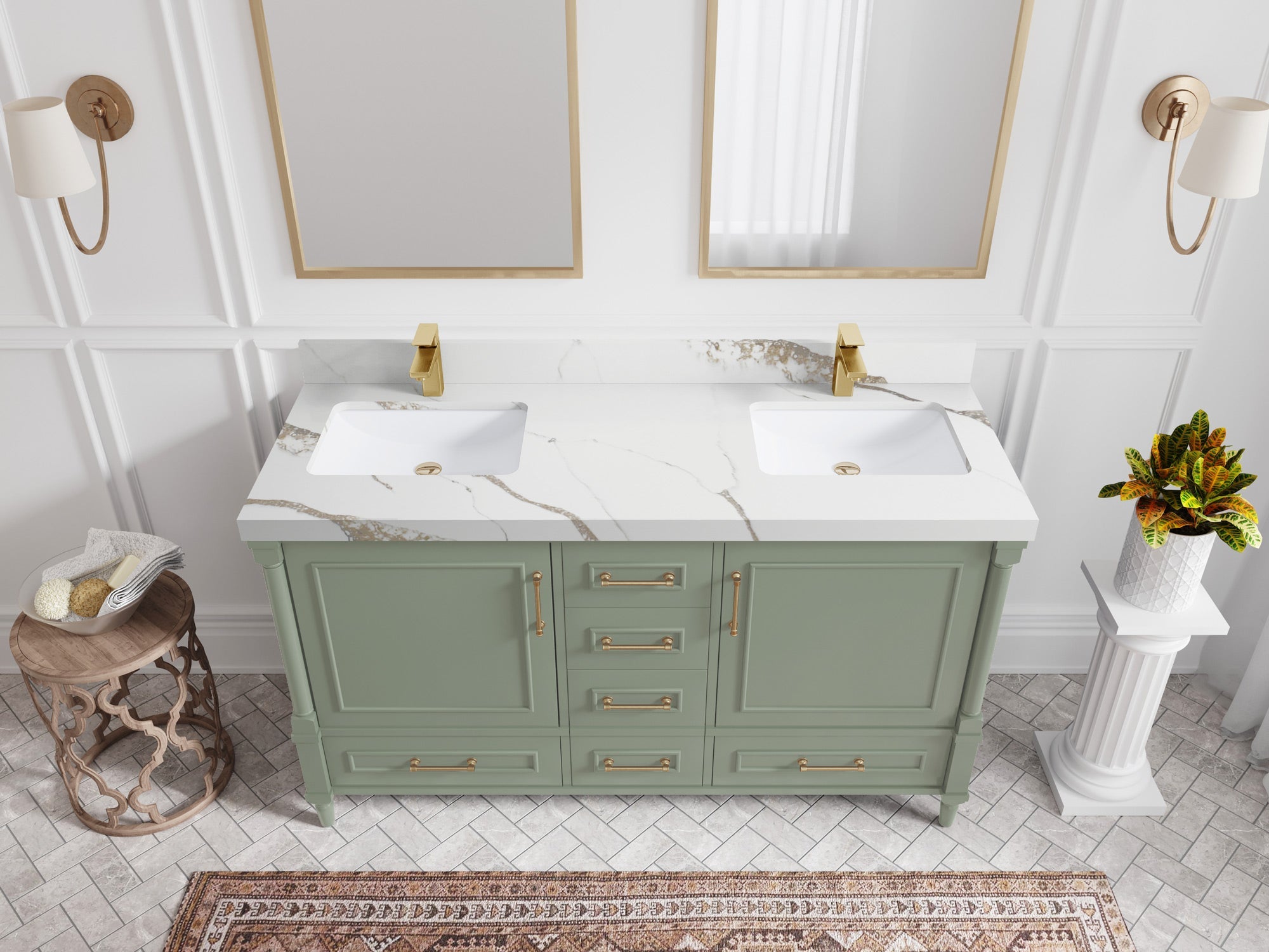 Aberdeen 60 in. W x 22 in. D Double Sink Bathroom Vanity - Willow Bath and Vanity