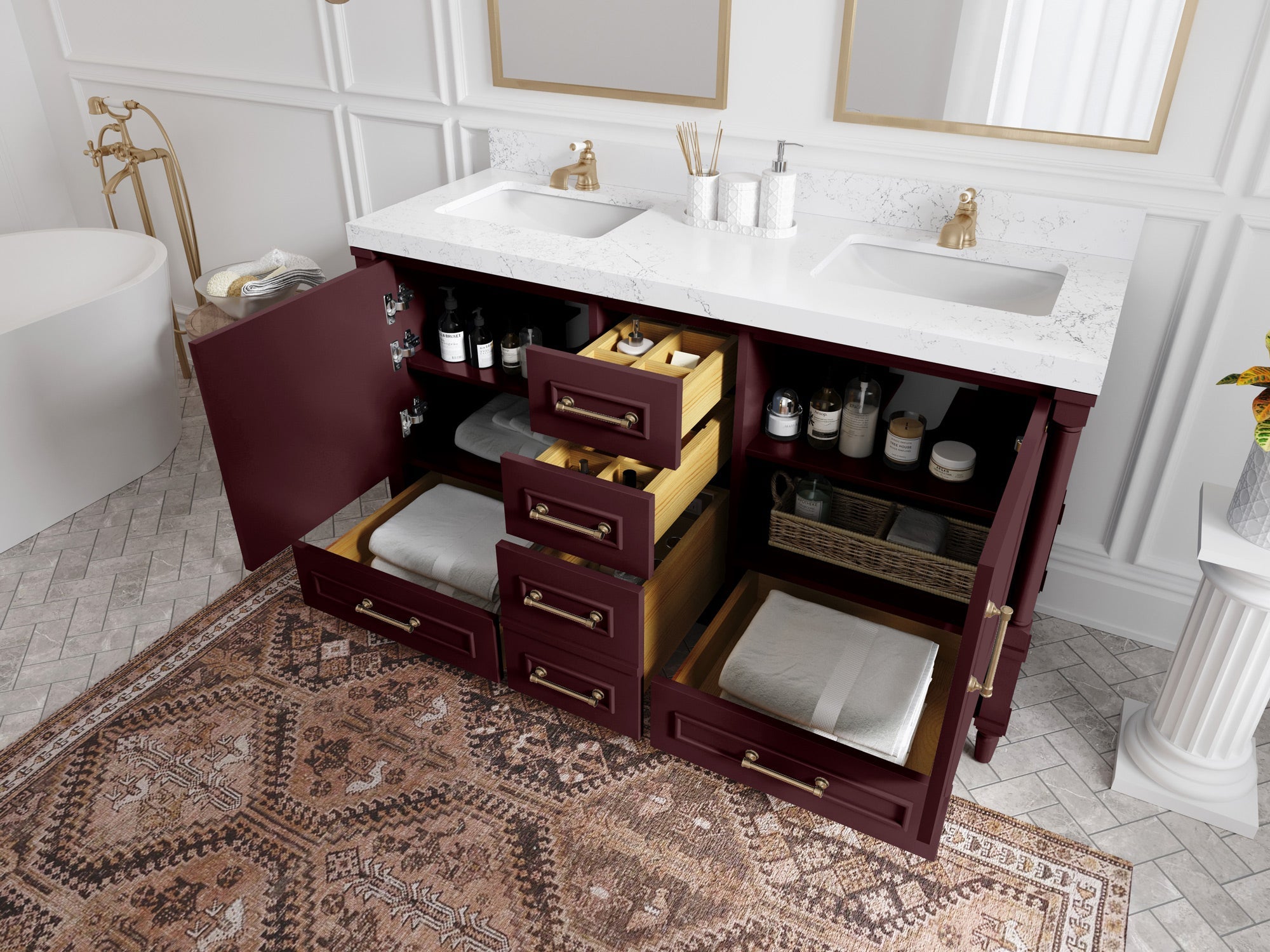 Aberdeen 60 in. W x 22 in. D Double Sink Bathroom Vanity - Willow Bath and Vanity