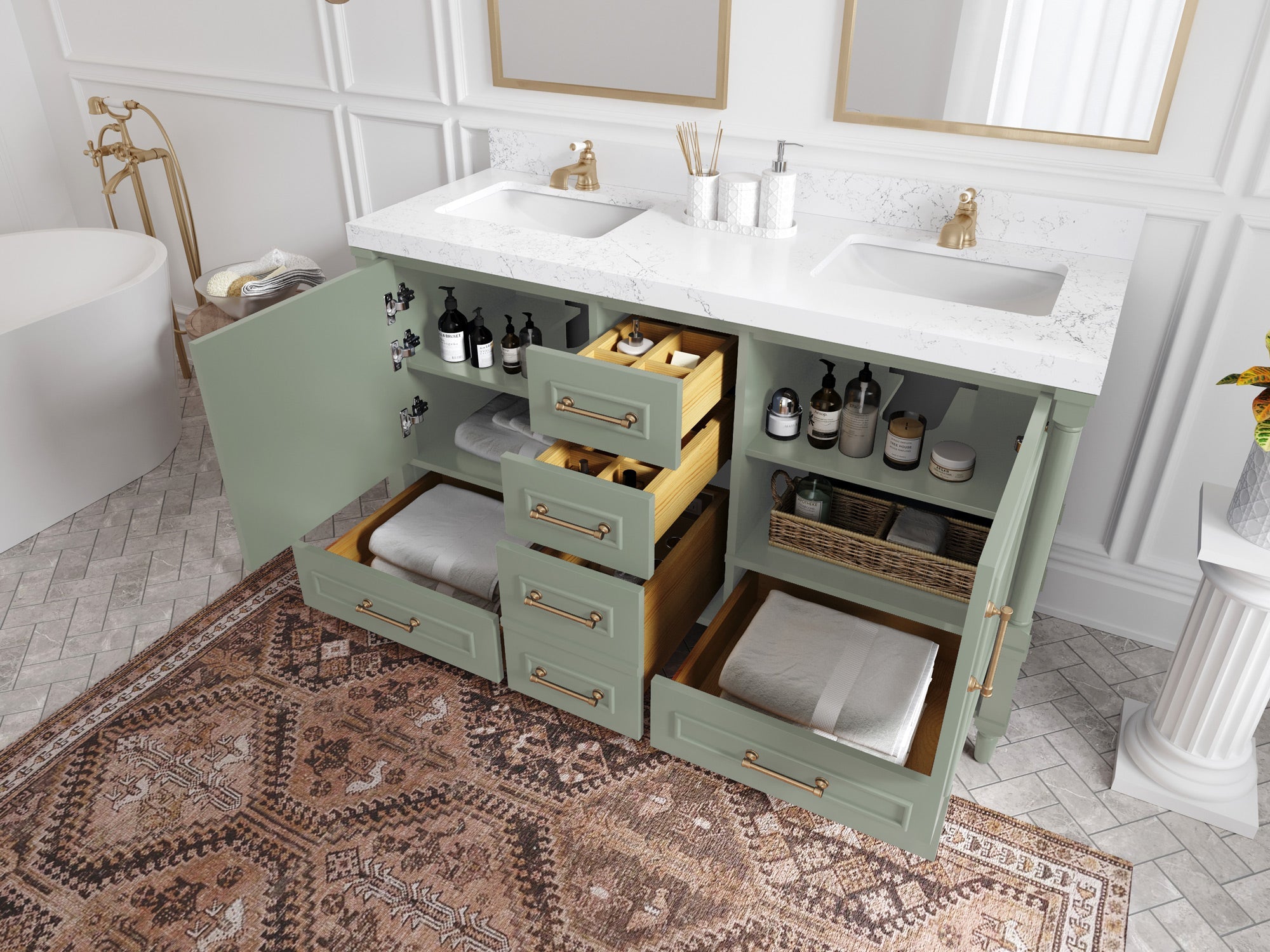 Aberdeen 60 in. W x 22 in. D Double Sink Bathroom Vanity - Willow Bath and Vanity