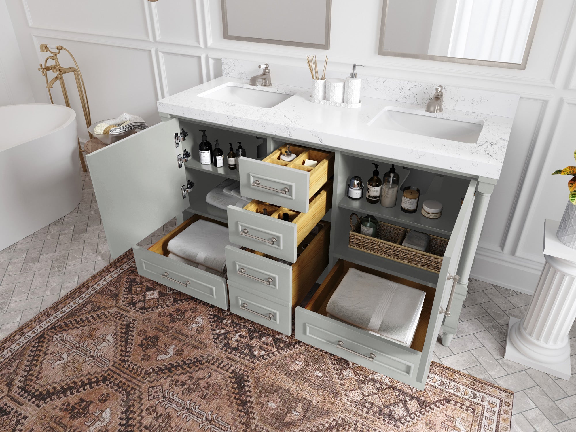 Aberdeen 60 in. W x 22 in. D Double Sink Bathroom Vanity - Willow Bath and Vanity