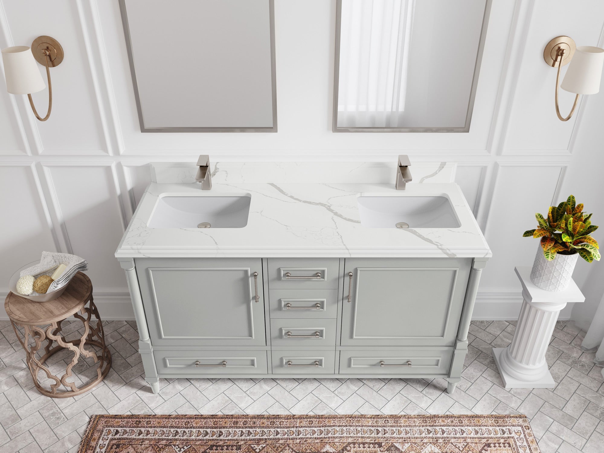 Aberdeen 60 in. W x 22 in. D Double Sink Bathroom Vanity - Willow Bath and Vanity