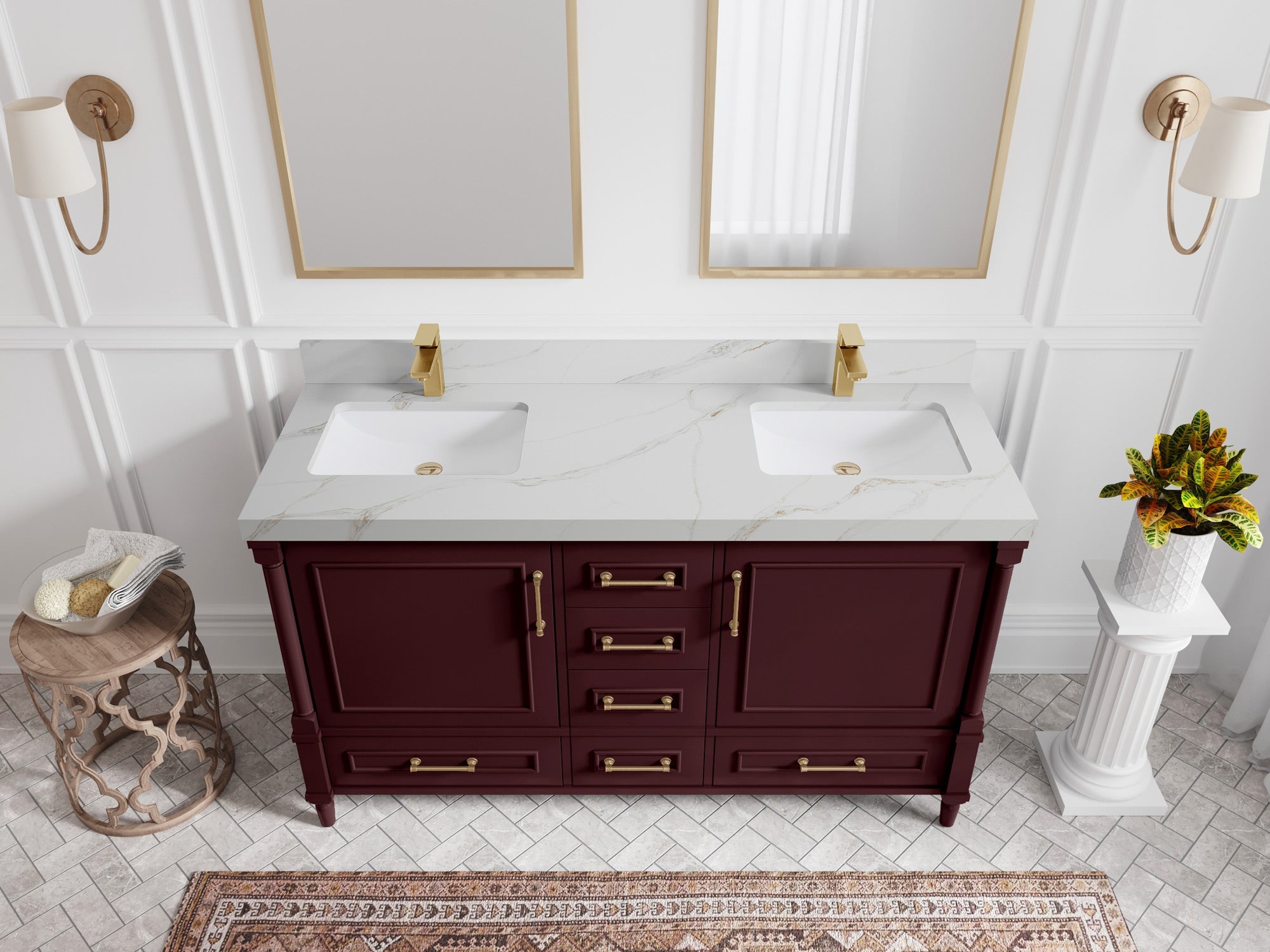 Aberdeen 60 in. W x 22 in. D Double Sink Bathroom Vanity - Willow Bath and Vanity