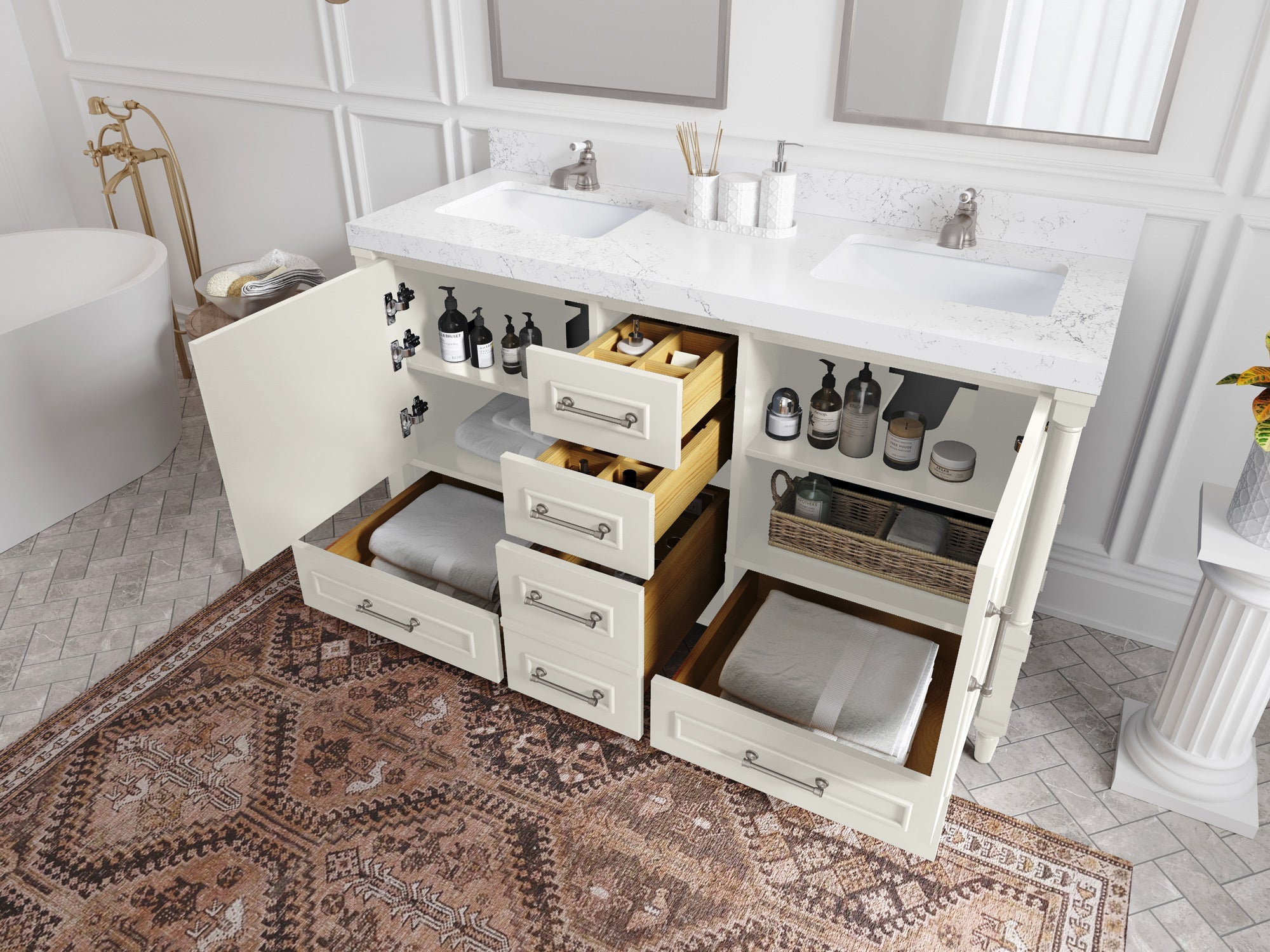 Aberdeen 60 in. W x 22 in. D Double Sink Bathroom Vanity - Willow Bath and Vanity