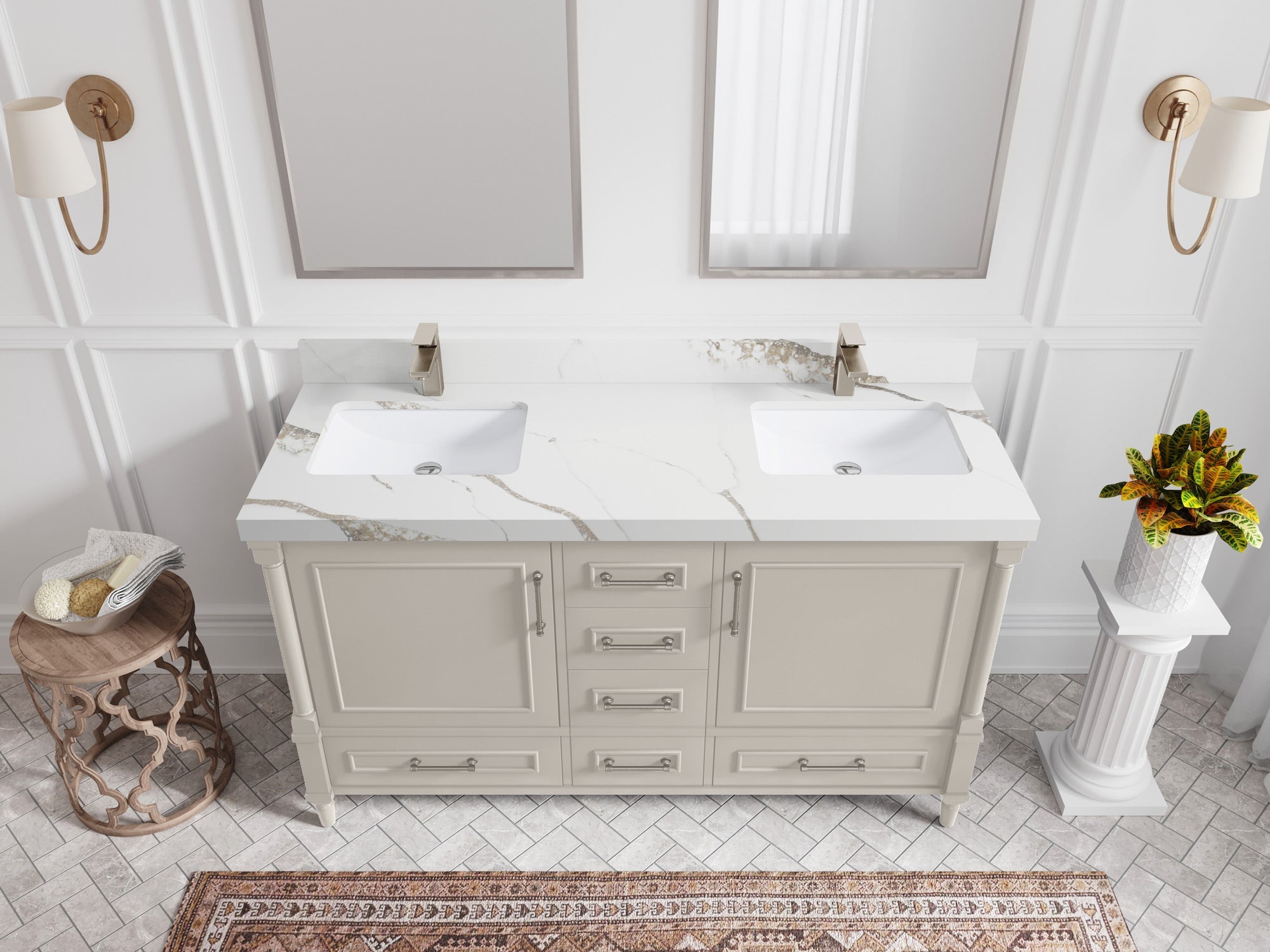Aberdeen 60 in. W x 22 in. D Double Sink Bathroom Vanity - Willow Bath and Vanity