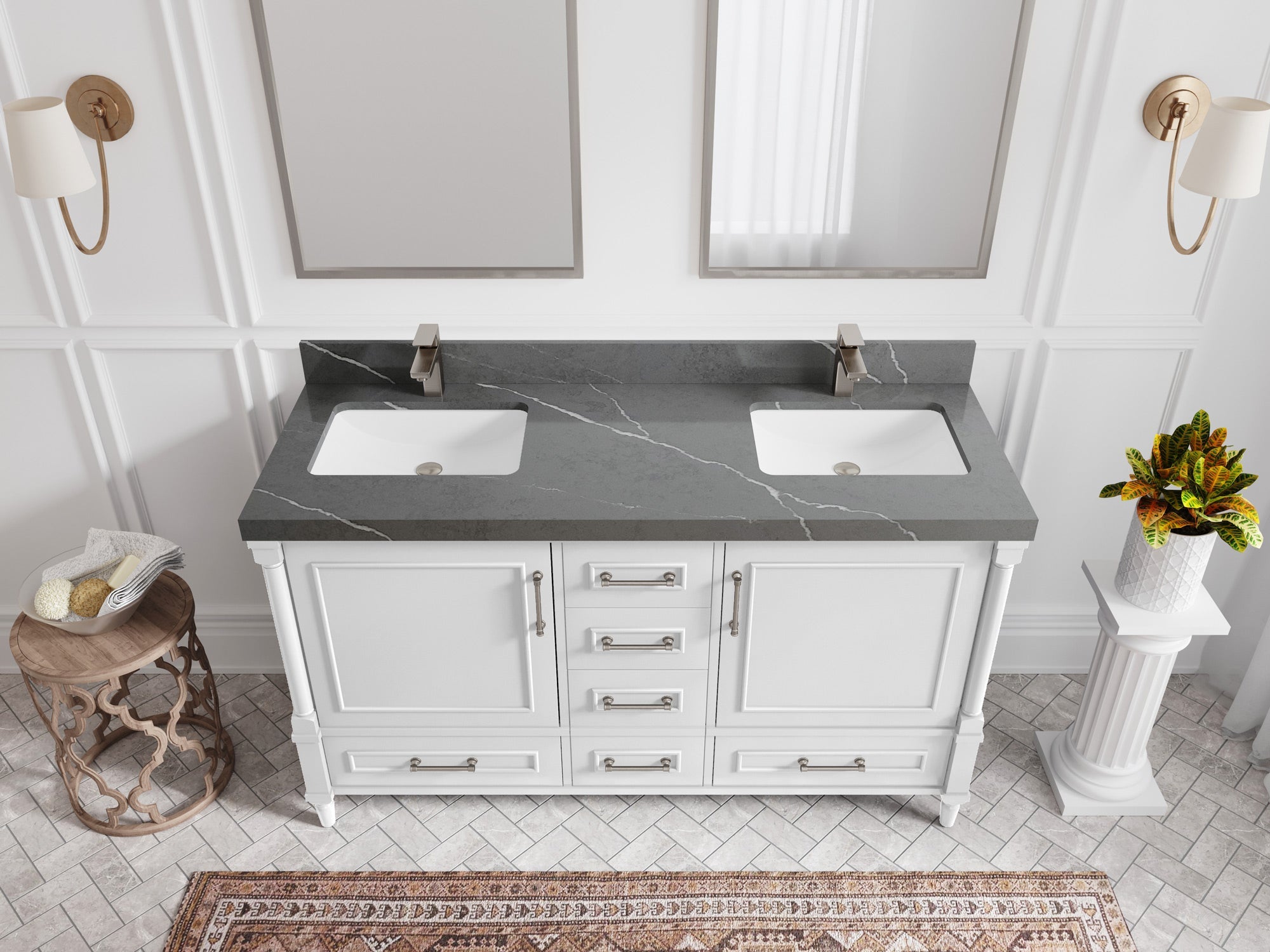 Aberdeen 60 in. W x 22 in. D Double Sink Bathroom Vanity - Willow Bath and Vanity