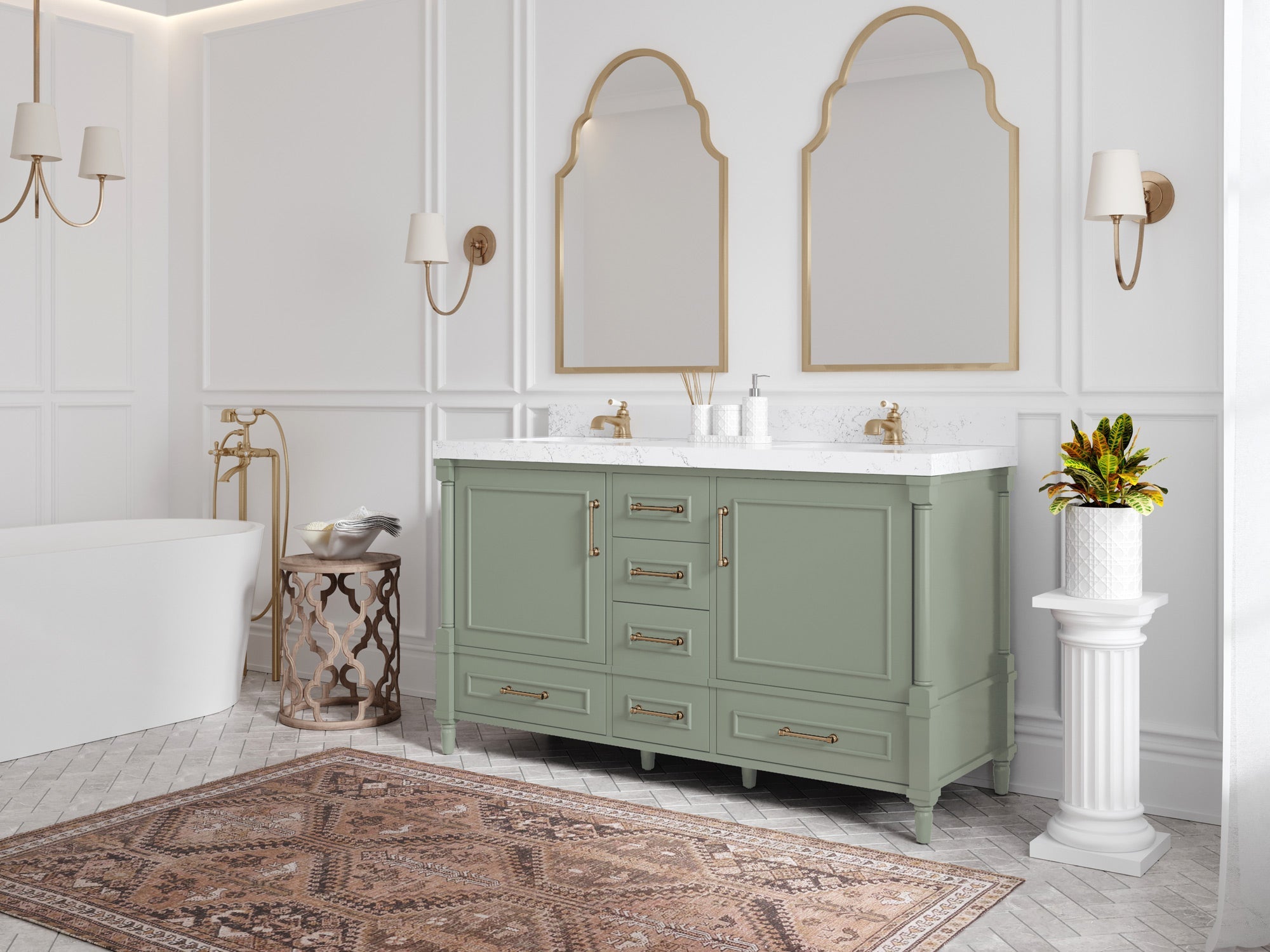 Aberdeen 60 in. W x 22 in. D Double Sink Bathroom Vanity - Willow Bath and Vanity