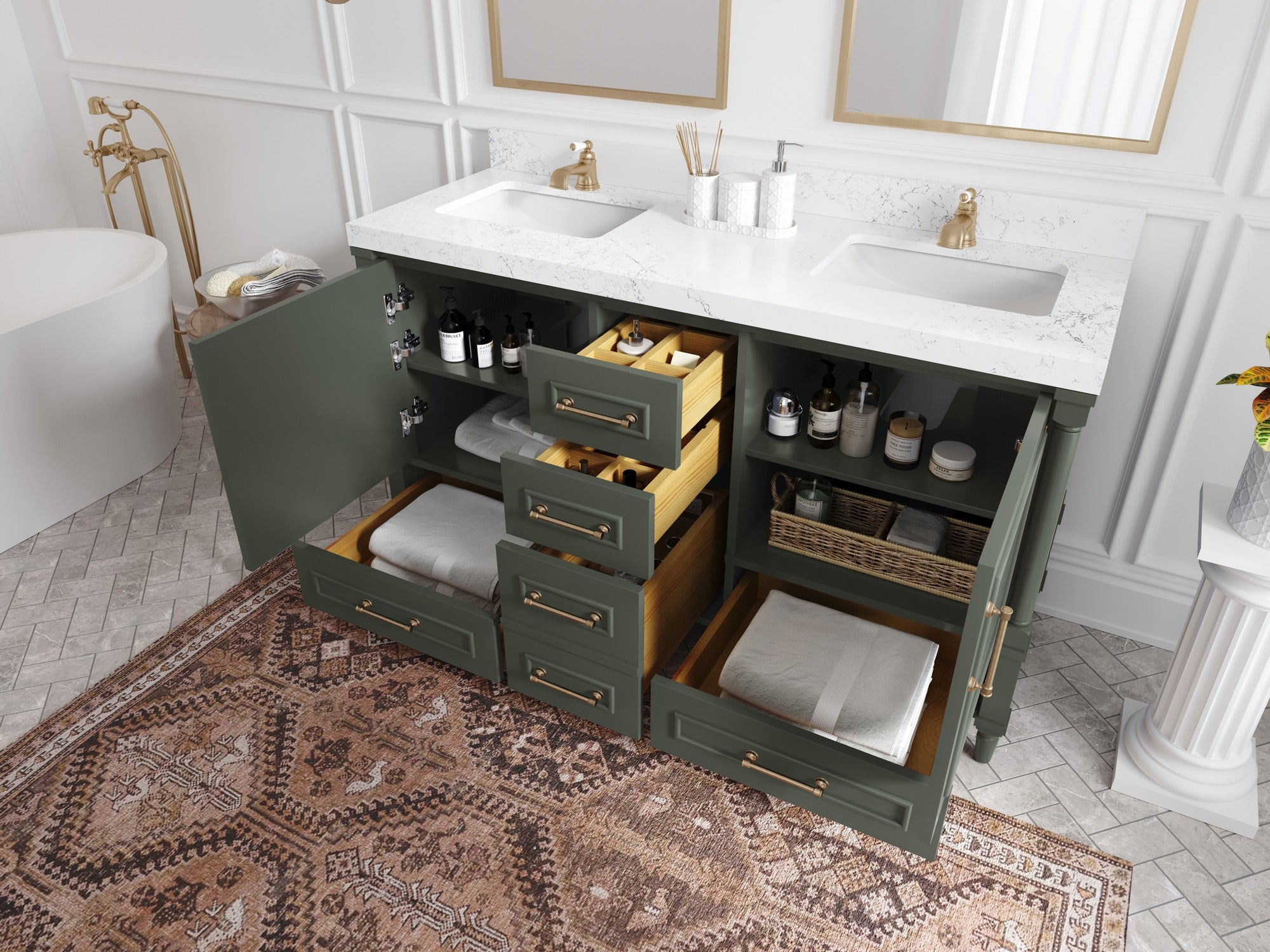 Aberdeen 60 in. W x 22 in. D Double Sink Bathroom Vanity - Willow Bath and Vanity