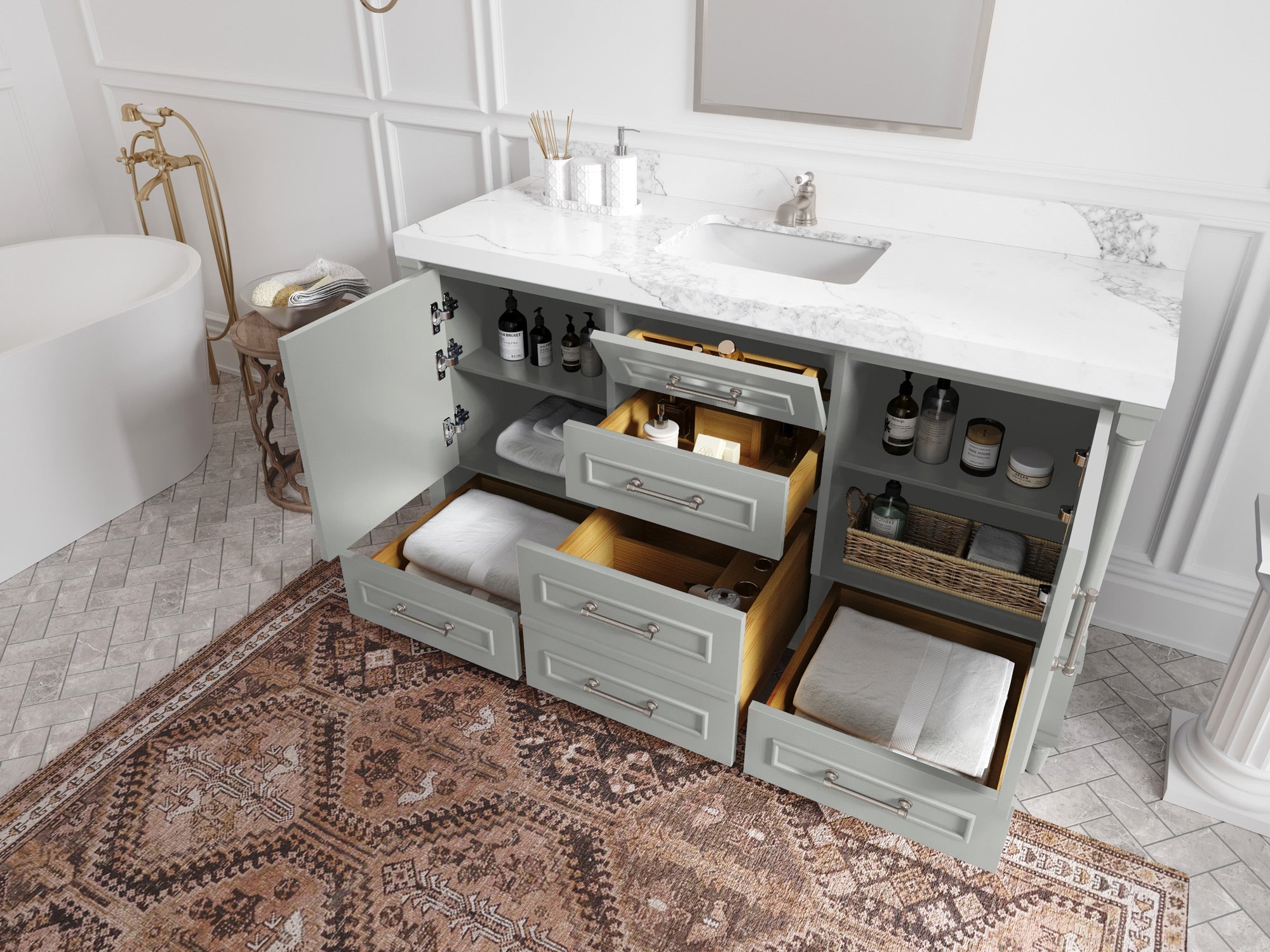 Aberdeen 60 in. W x 22 in. D Single Sink Bathroom Vanity - Willow Bath and Vanity