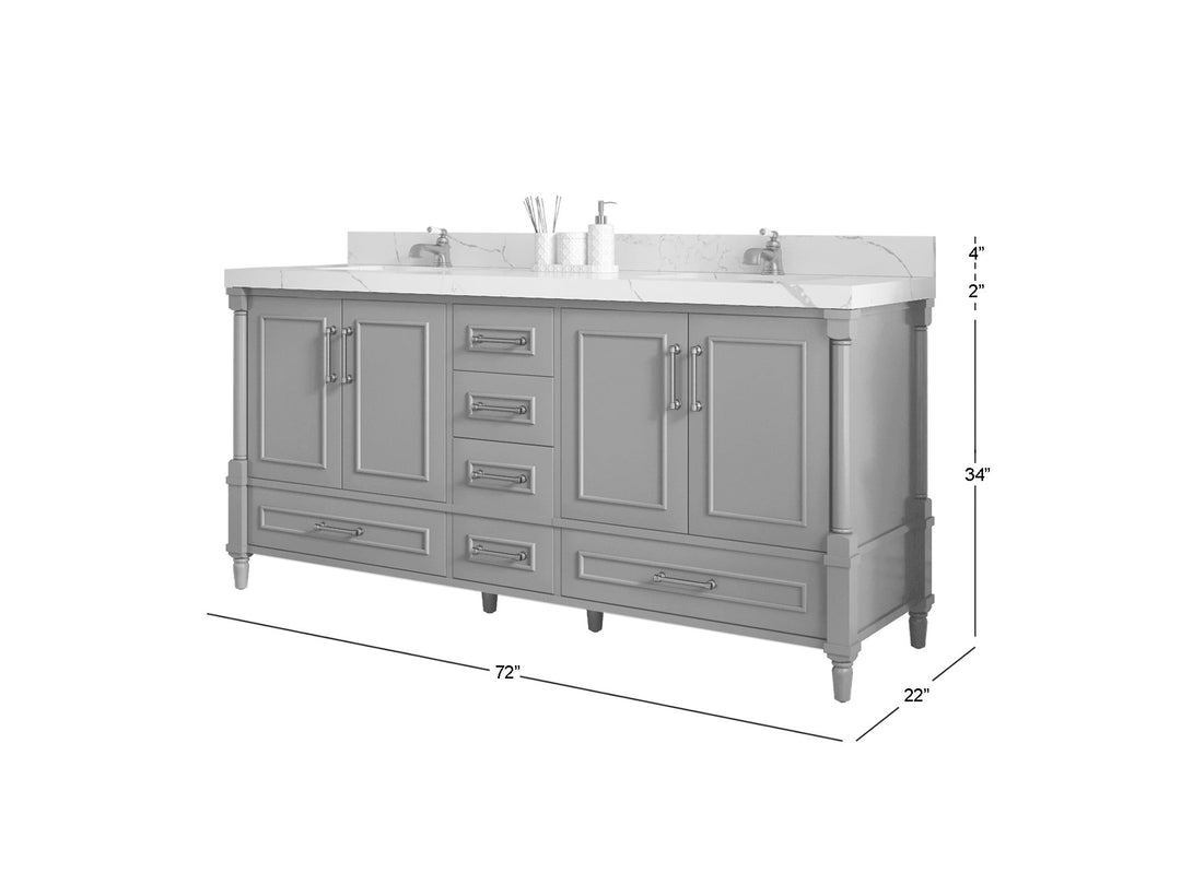 Aberdeen 72 in. W x 22 in. D Double Sink Bathroom Vanity - Willow Bath and Vanity