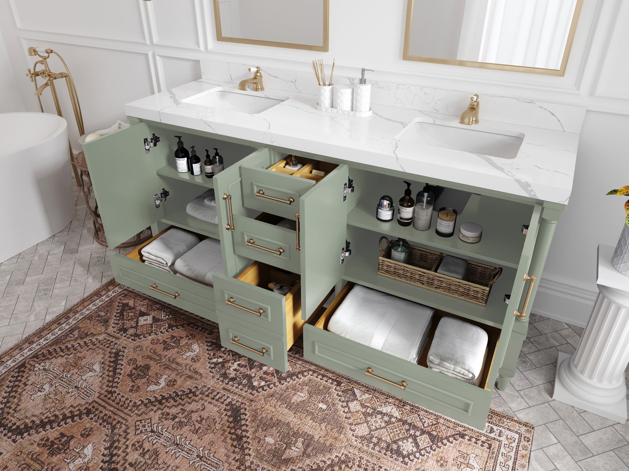 Aberdeen 72 in. W x 22 in. D Double Sink Bathroom Vanity - Willow Bath and Vanity