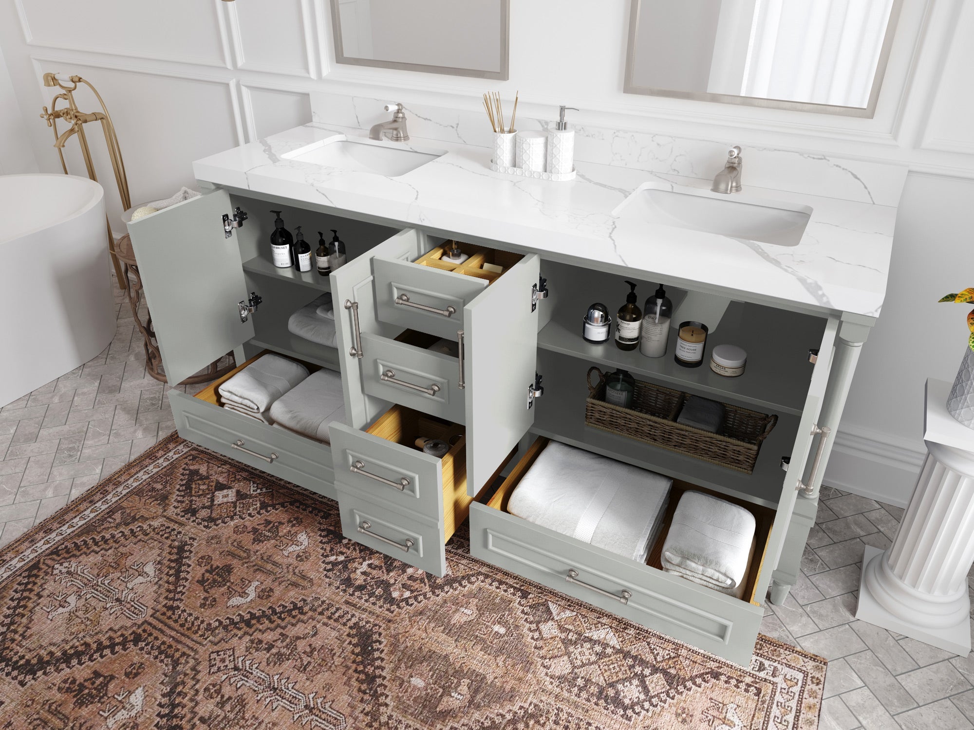 Aberdeen 72 in. W x 22 in. D Double Sink Bathroom Vanity - Willow Bath and Vanity
