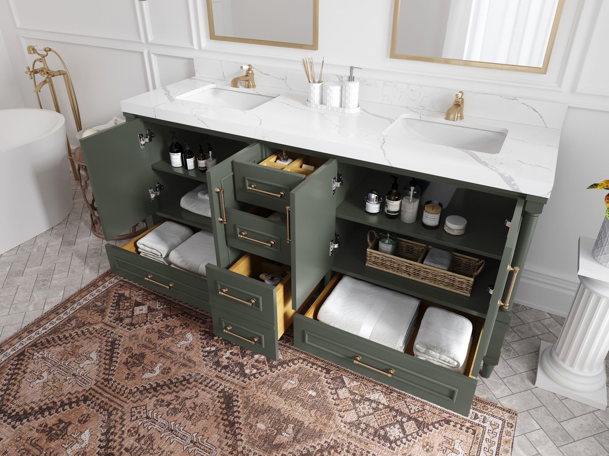 Aberdeen 72 in. W x 22 in. D Double Sink Bathroom Vanity - Willow Bath and Vanity