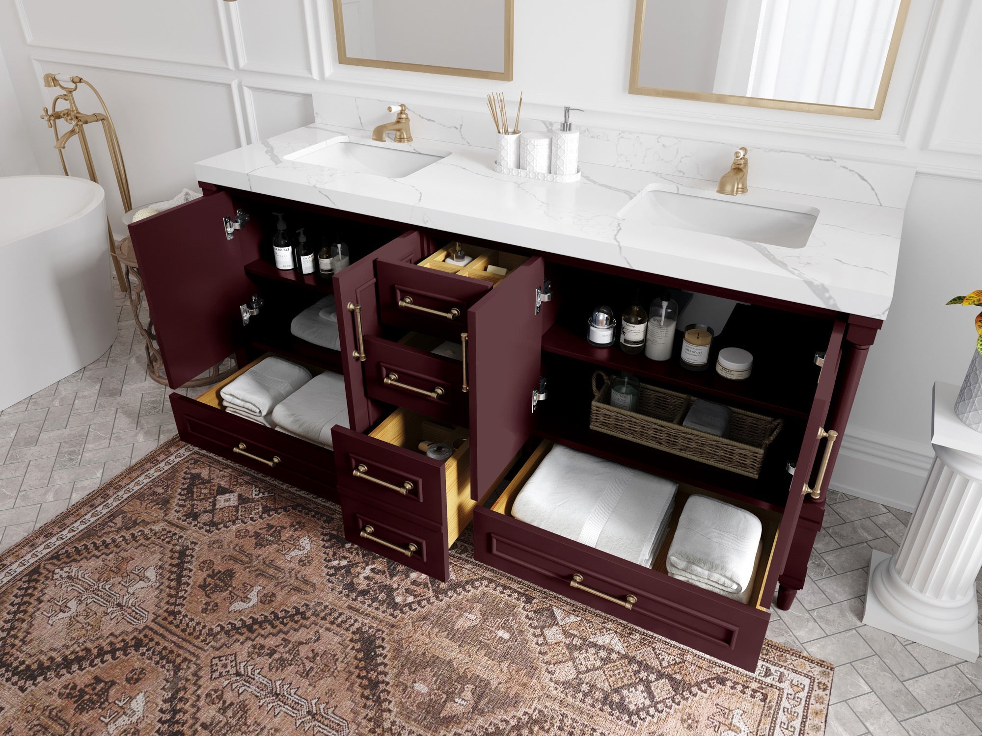 Aberdeen 72 in. W x 22 in. D Double Sink Bathroom Vanity - Willow Bath and Vanity