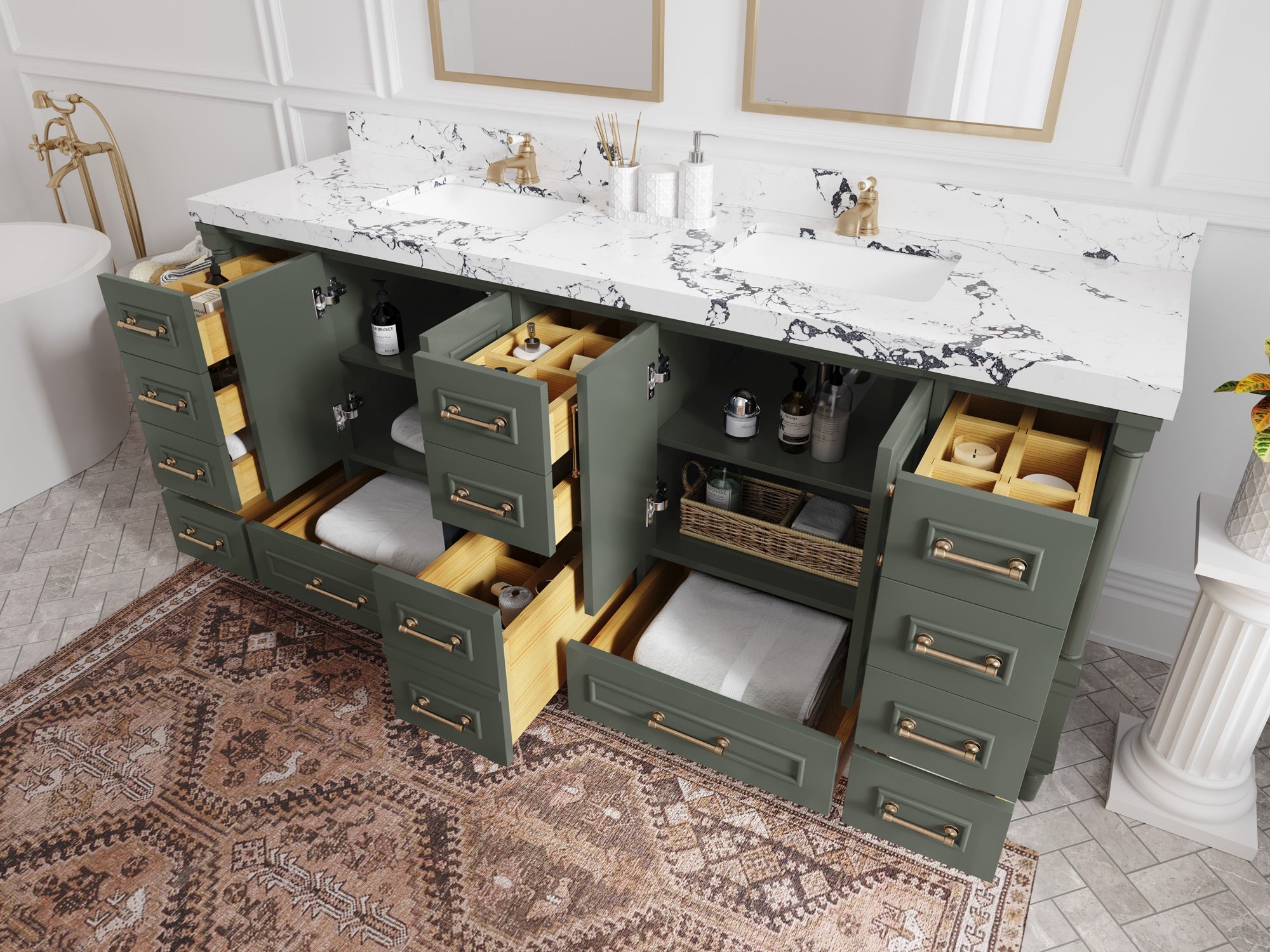 Aberdeen 80 in. W x 22 in. D Double Sink Bathroom Vanity - Willow Bath and Vanity