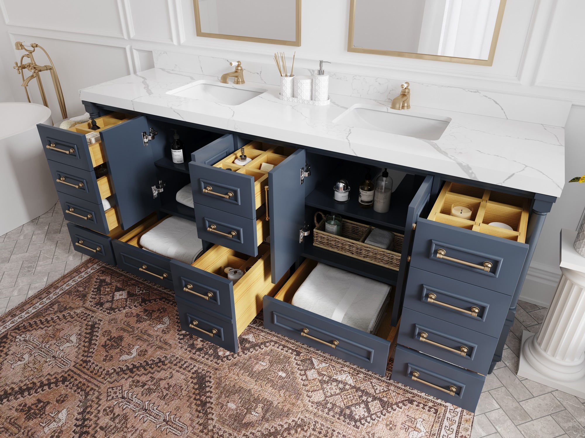 Aberdeen 84 in. W x 22 in. D Double Sink Bathroom Vanity - Willow Bath and Vanity