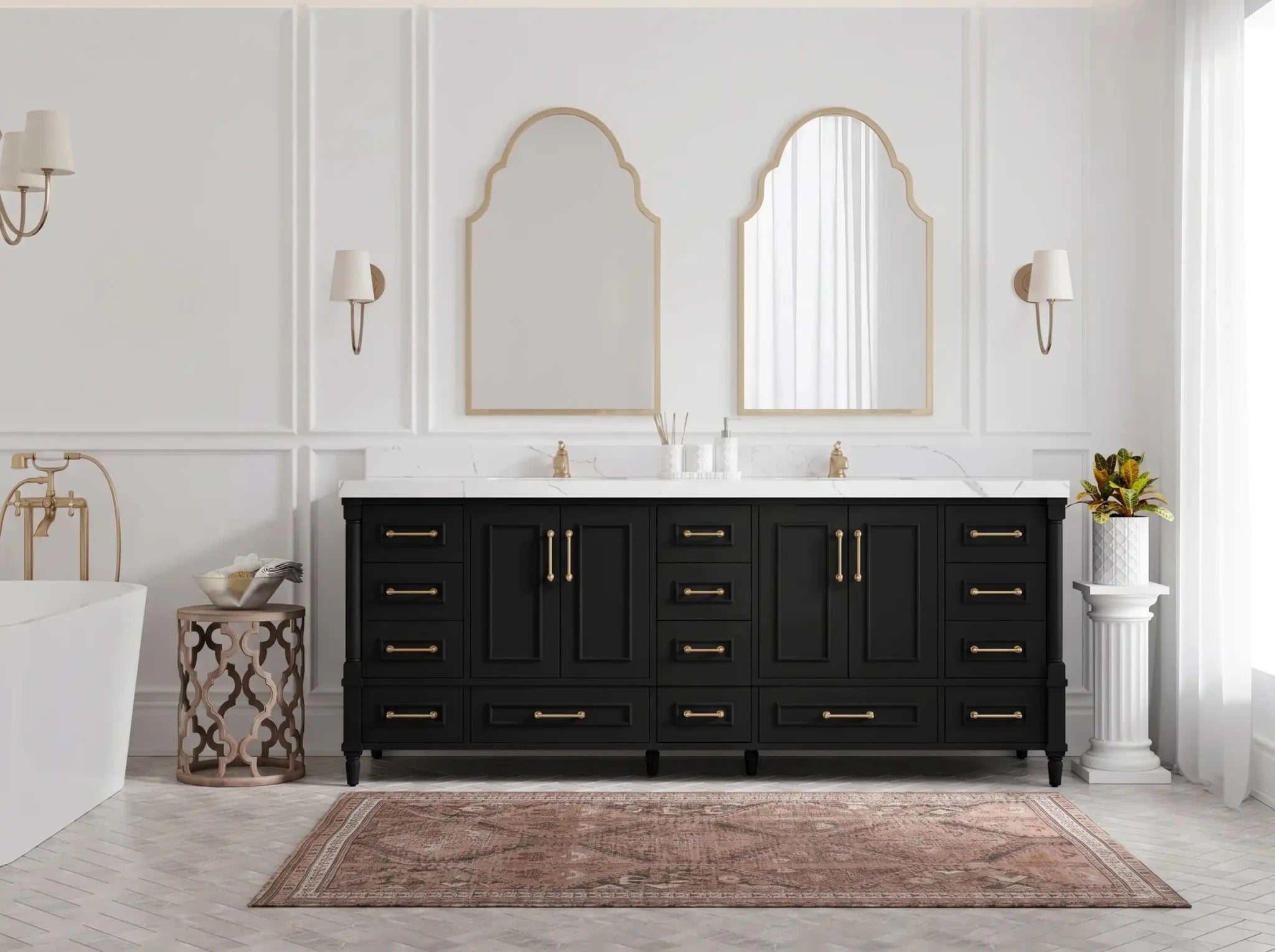 Aberdeen 96 in W x 22 in D Free Standing Double Sink Bathroom Vanity - Willow Bath and Vanity