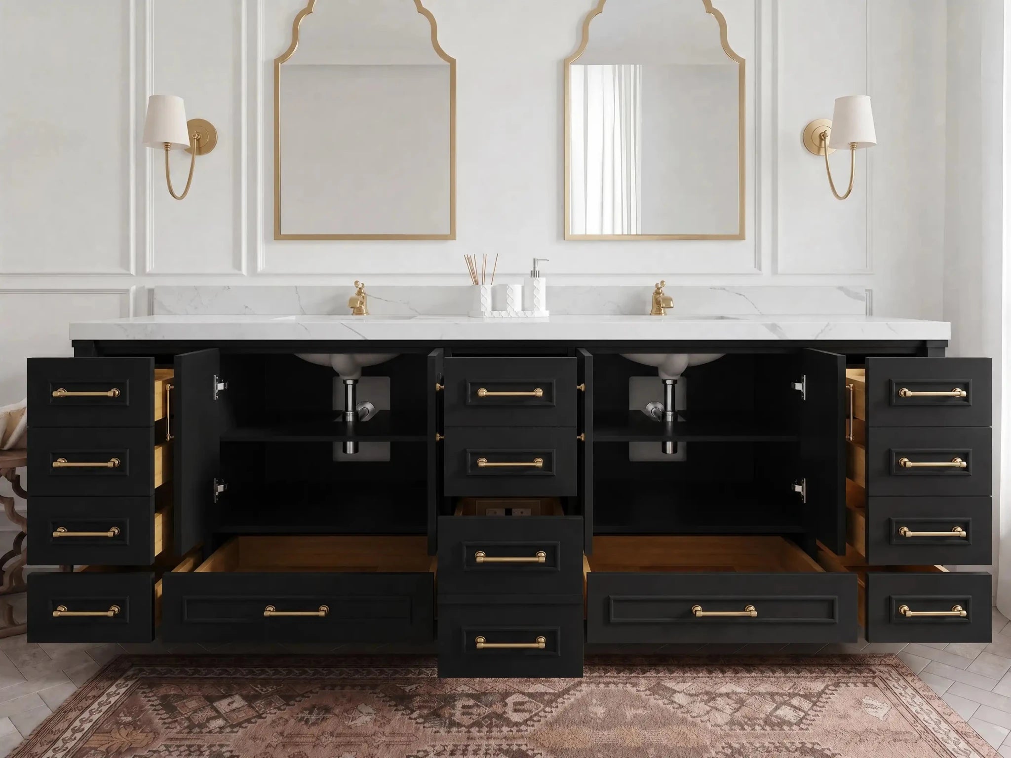 Aberdeen 96 in W x 22 in D Free Standing Double Sink Bathroom Vanity - Willow Bath and Vanity