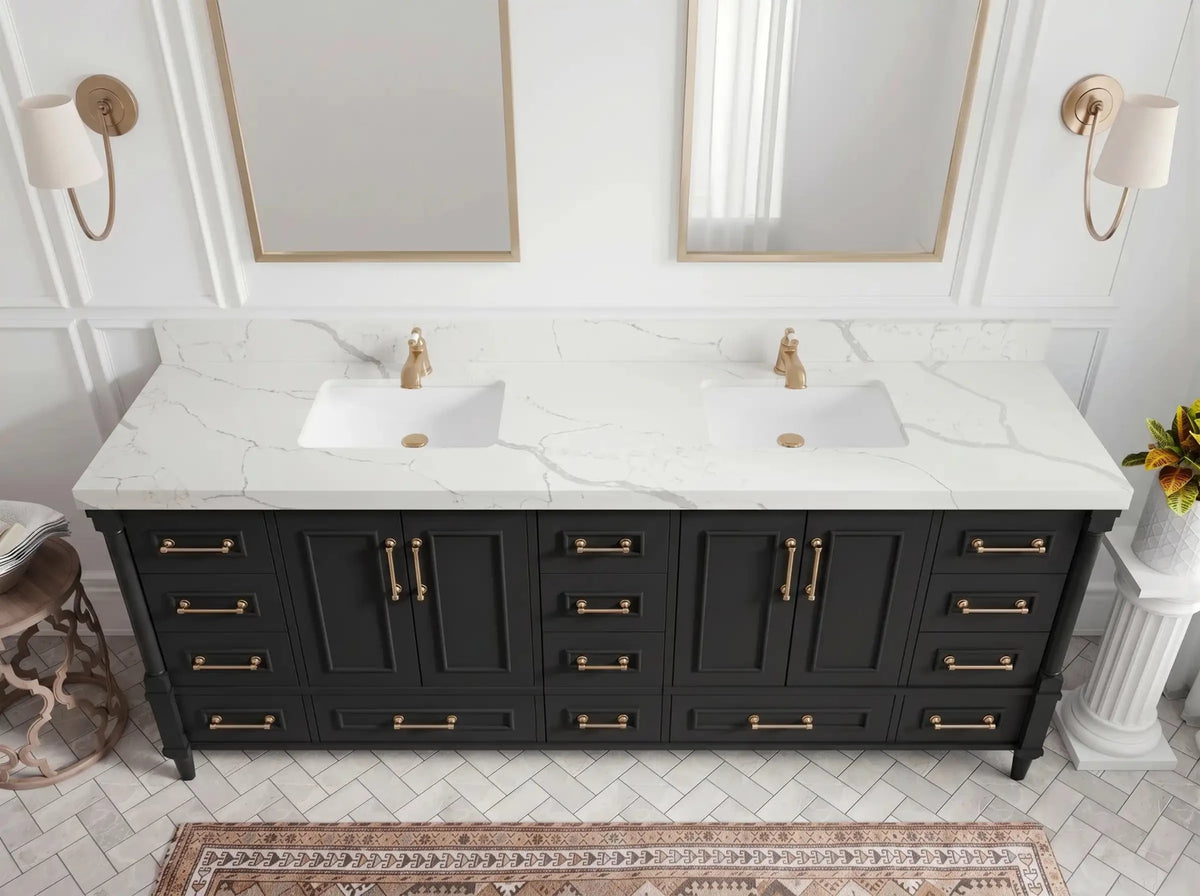 Aberdeen 96 in W x 22 in D Free Standing Double Sink Bathroom Vanity - Willow Bath and Vanity