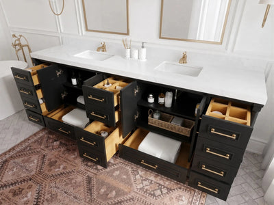 Aberdeen 96 in W x 22 in D Free Standing Double Sink Bathroom Vanity - Willow Bath and Vanity