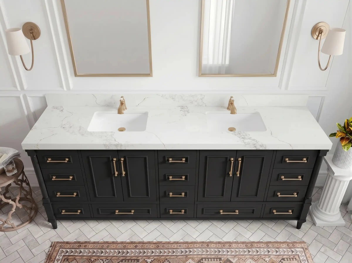 Aberdeen 96 in W x 22 in D Free Standing Double Sink Bathroom Vanity - Willow Bath and Vanity