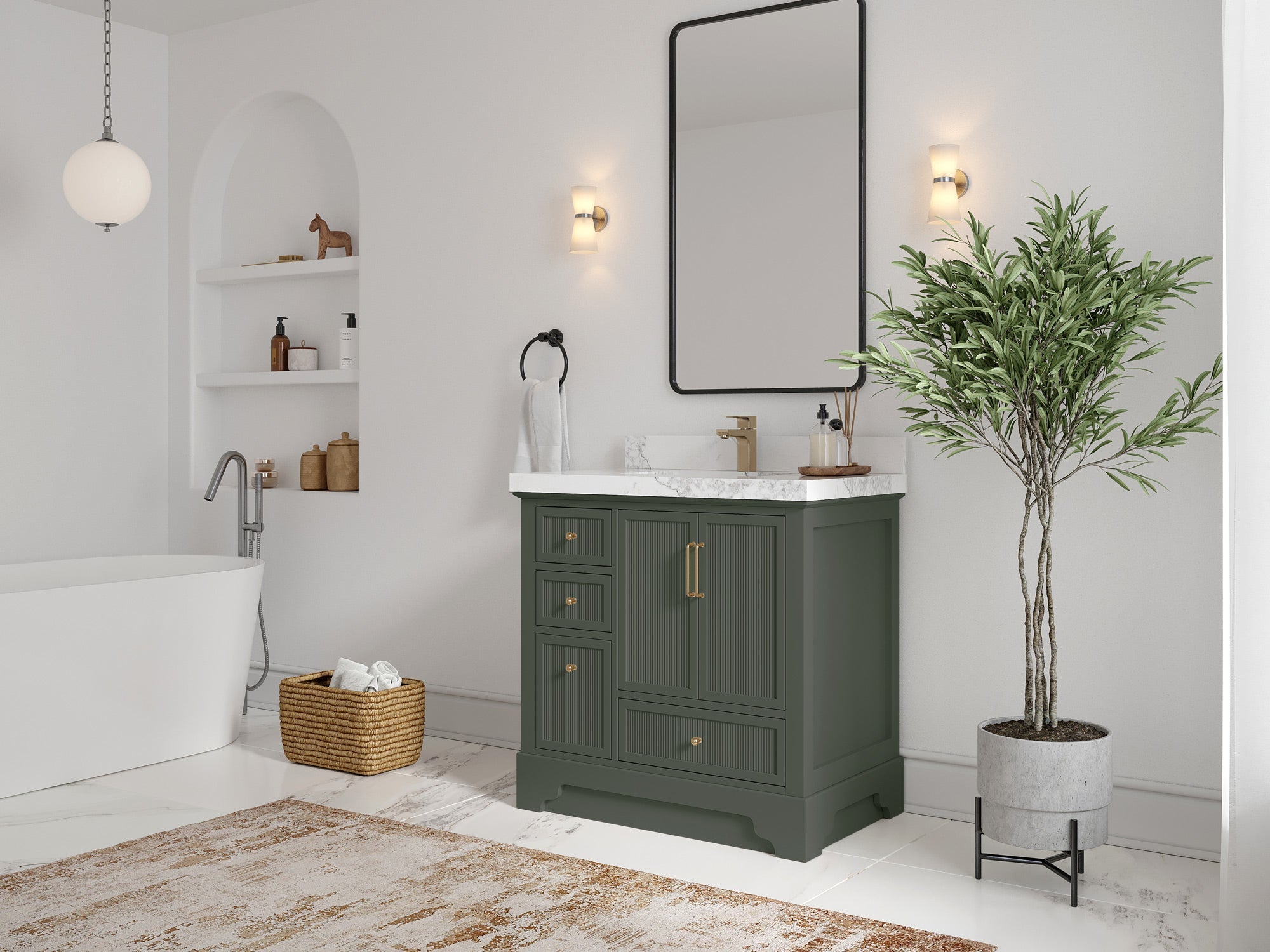 Alys 36 in. W x 22 in. D Center Sink Vanity for Modern Bathrooms - Willow Bath and Vanity