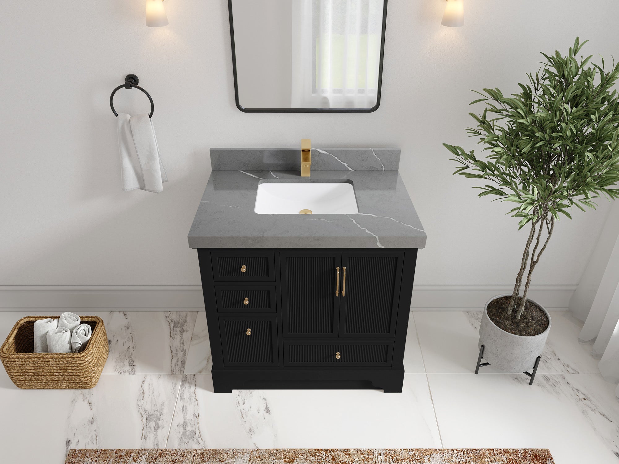 Alys 36 in. W x 22 in. D Center Sink Vanity for Modern Bathrooms - Willow Bath and Vanity