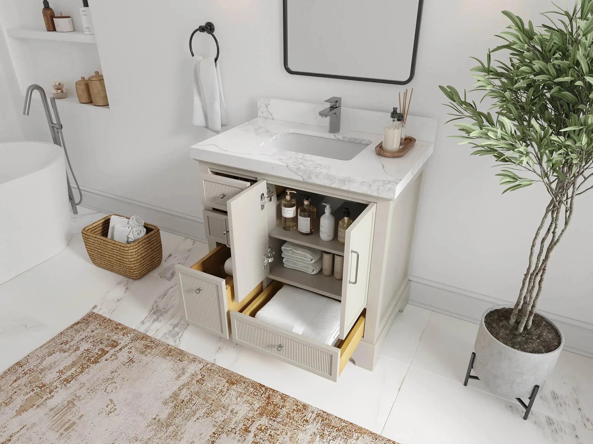 Alys 36 in. W x 22 in. D Center Sink Vanity for Modern Bathrooms - Willow Bath and Vanity