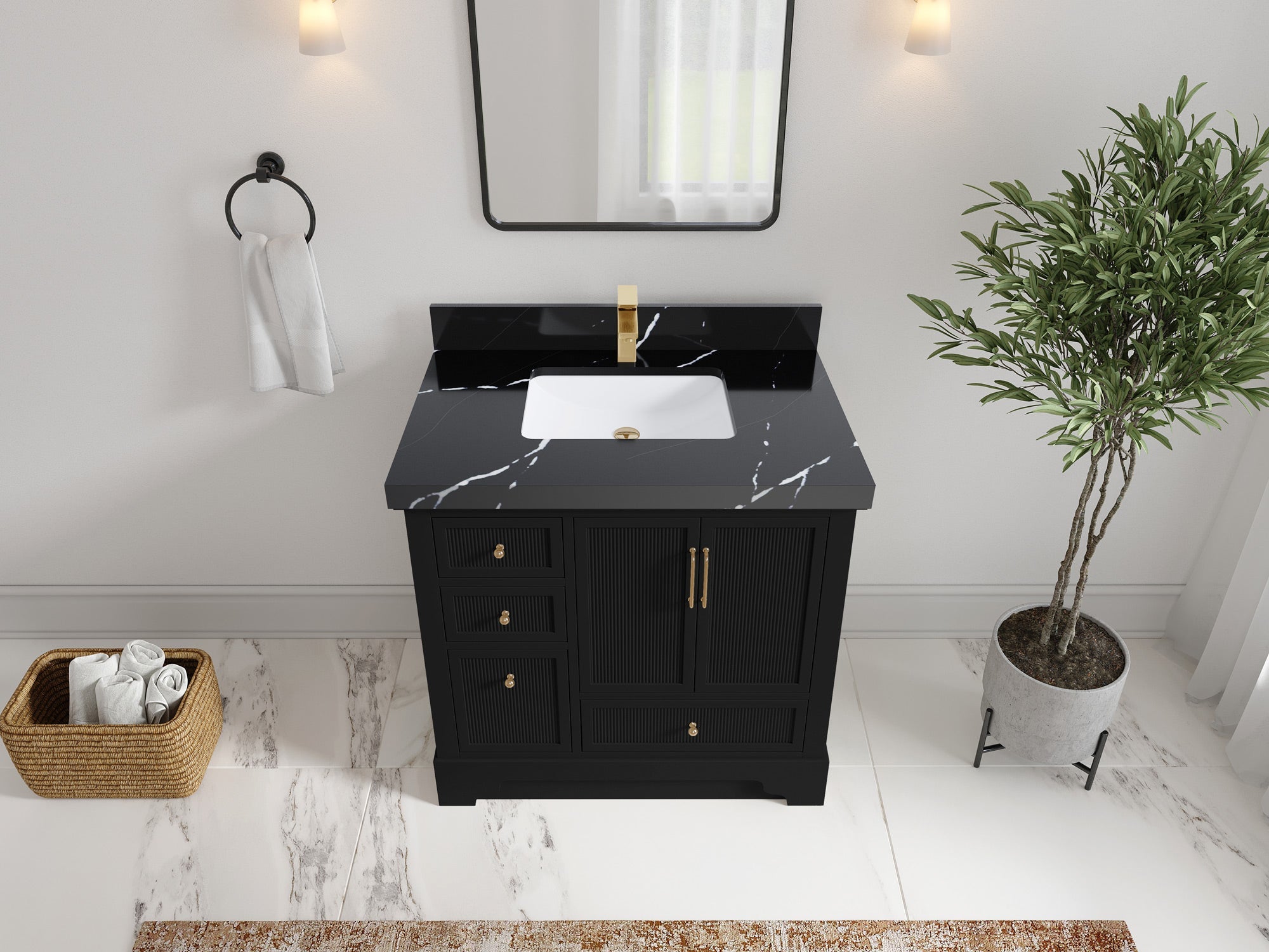 Alys 36 in. W x 22 in. D Center Sink Vanity for Modern Bathrooms - Willow Bath and Vanity