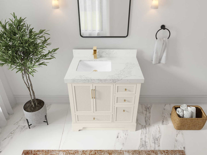 Alys 36 in. W x 22 in. D Left Offset Sink Bathroom Vanity - photo 4