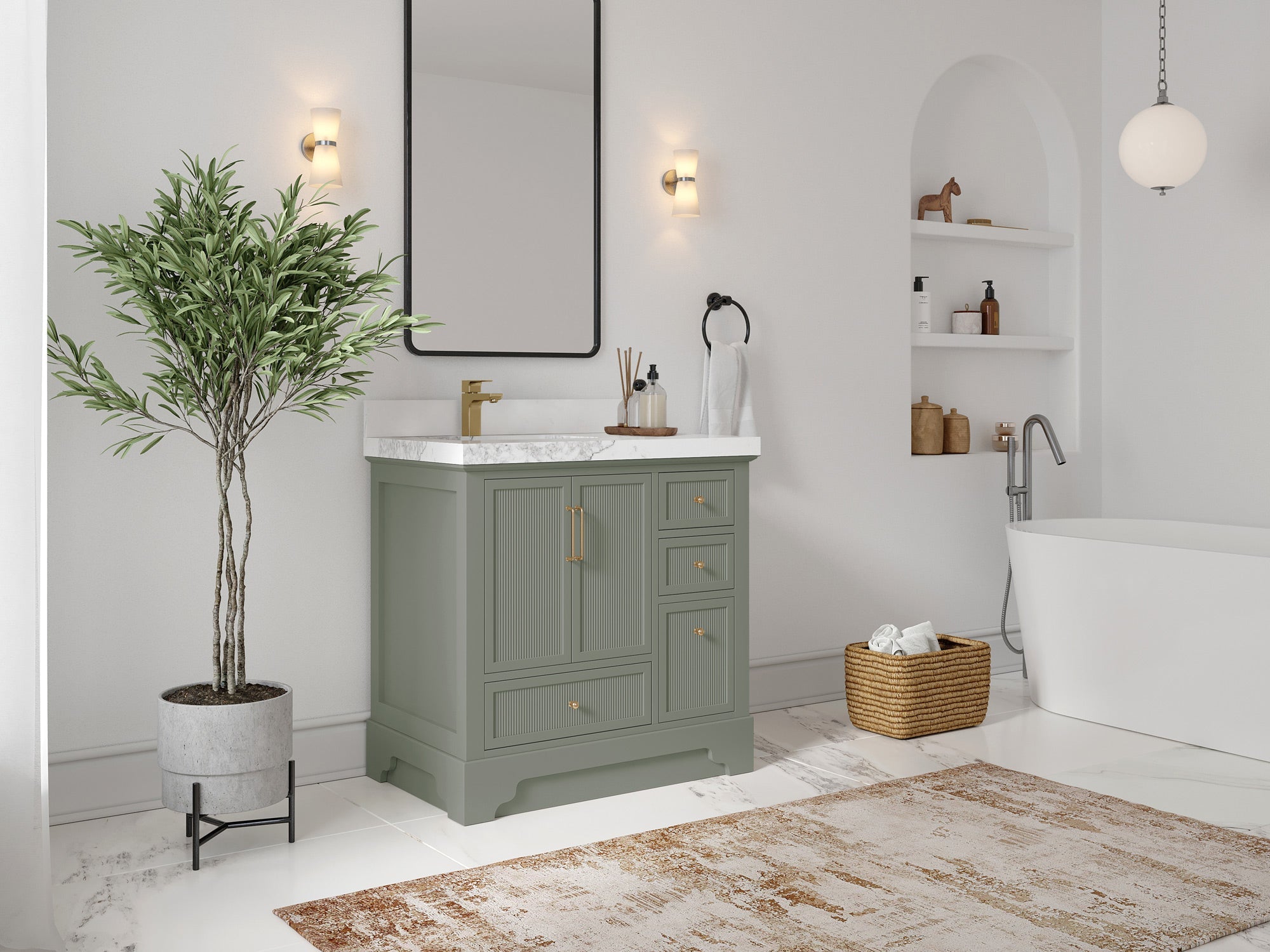Alys 36 in. W x 22 in. D Left Offset Sink Bathroom Vanity - Willow Bath and Vanity