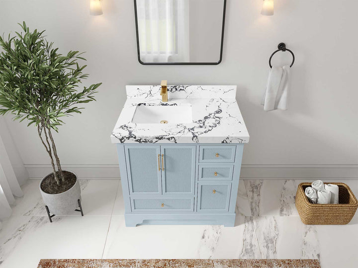 Alys 36 in. W x 22 in. D Left Offset Sink Bathroom Vanity - photo 39