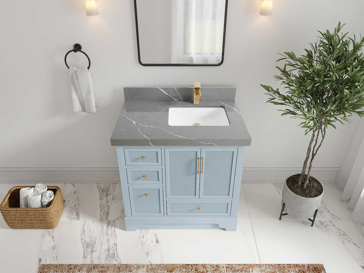 Alys 36 in. W x 22 in. D Right Offset Sink Bathroom Vanity - photo 33