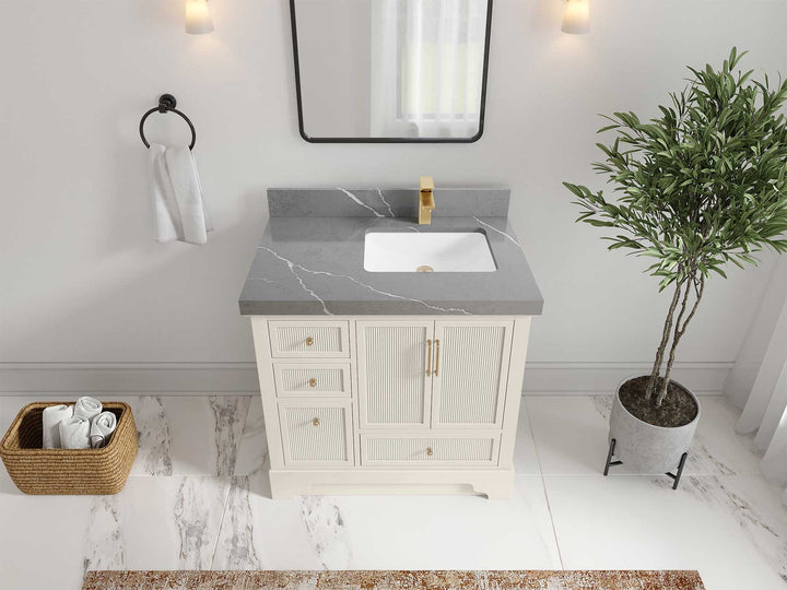 Alys 36 in. W x 22 in. D Right Offset Sink Bathroom Vanity - photo 31