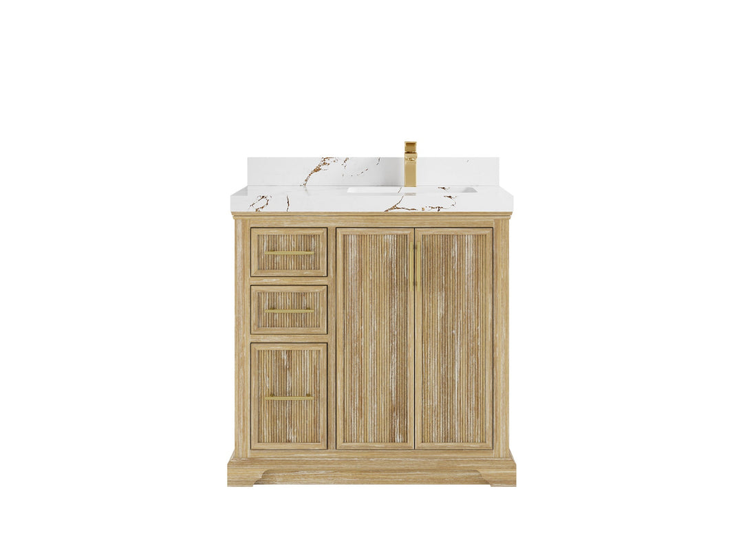 Alys Teak Wood 36 in. W x 22 in. D Right Offset Sink Bathroom Vanity - Willow Bath and Vanity
