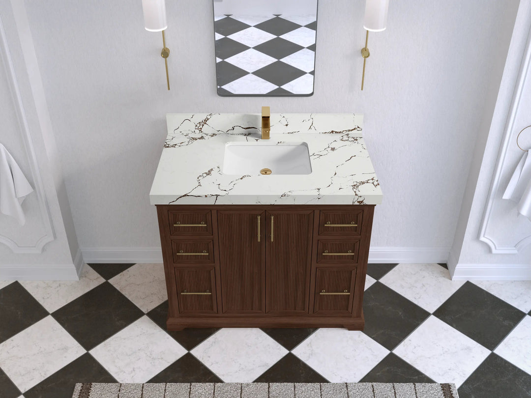 Alys Teak Wood 42 in. W x 22 in. D Single Sink Bathroom Vanity - Willow Bath and Vanity