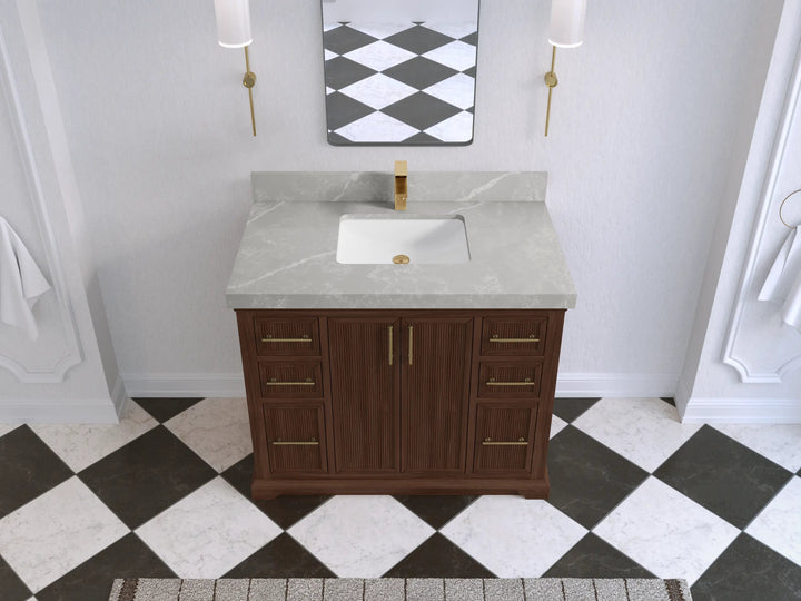 Alys Teak Wood 42 in. W x 22 in. D Single Sink Bathroom Vanity - photo 36