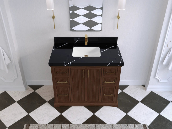 Alys Teak Wood 42 in. W x 22 in. D Single Sink Bathroom Vanity - photo 16