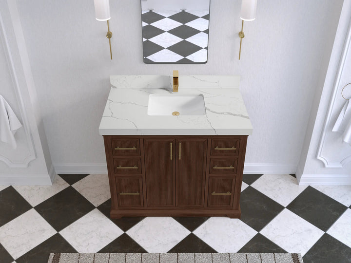 Alys Teak Wood 42 in. W x 22 in. D Single Sink Bathroom Vanity - photo 20