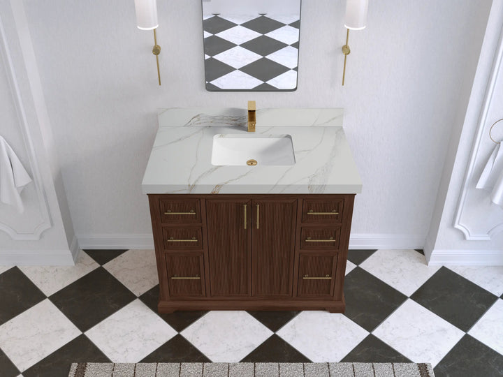 Alys Teak Wood 42 in. W x 22 in. D Single Sink Bathroom Vanity - photo 26