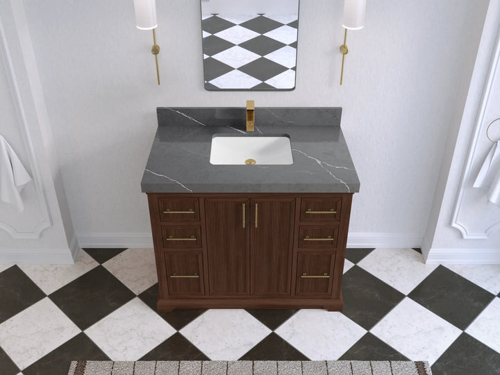 Alys Teak Wood 42 in. W x 22 in. D Single Sink Bathroom Vanity - photo 38