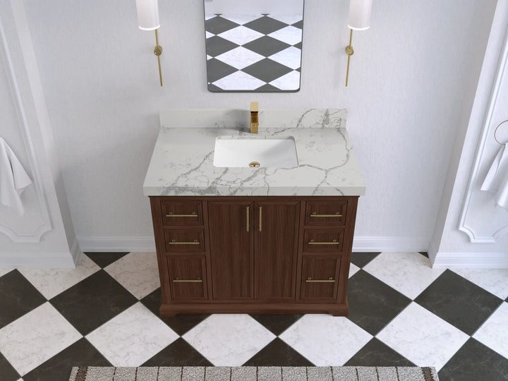 Alys Teak Wood 42 in. W x 22 in. D Single Sink Bathroom Vanity - photo 46