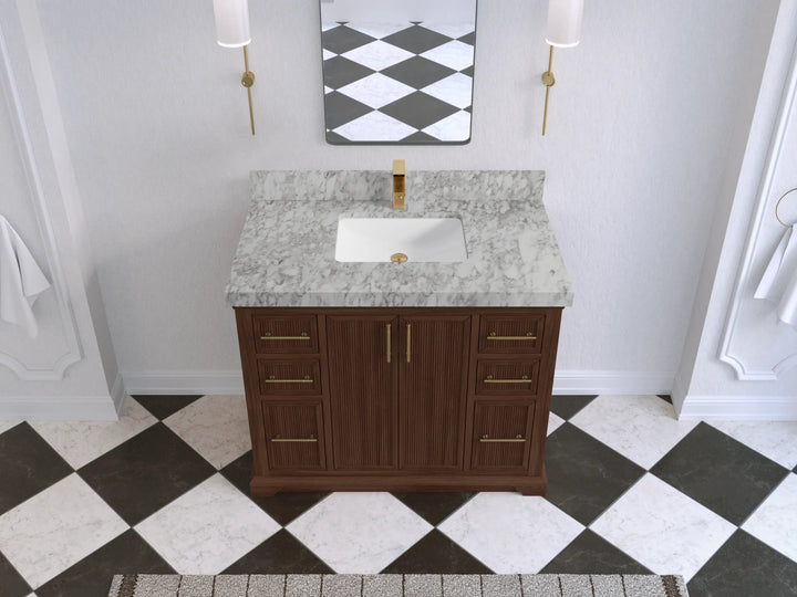 Alys Teak Wood 42 in. W x 22 in. D Single Sink Bathroom Vanity - photo 12