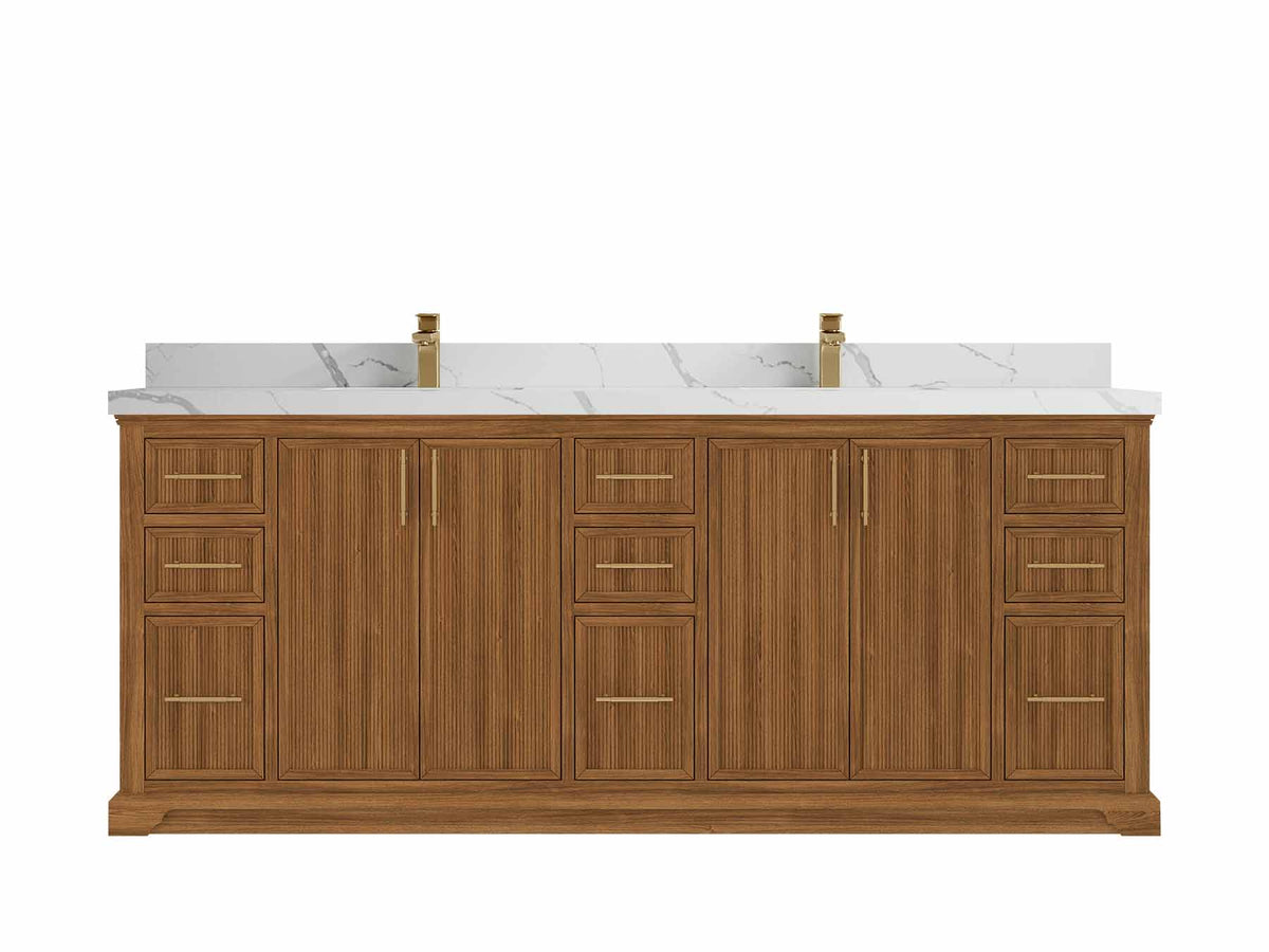 Alys Teak Wood 84 in. W x 22 in. D Double Sink Bathroom Vanity - Willow Bath and Vanity