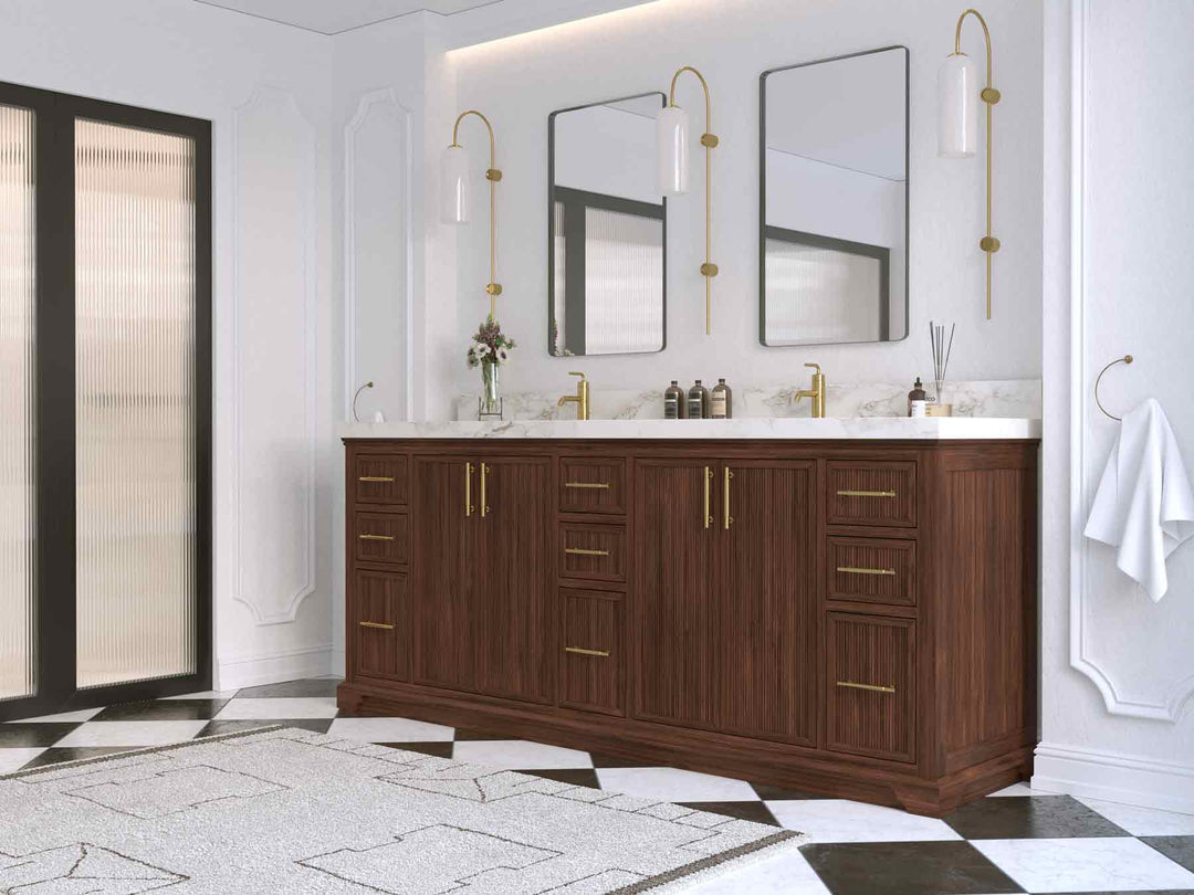 Alys Teak Wood 84 in. W x 22 in. D Double Sink Bathroom Vanity - Willow Bath and Vanity